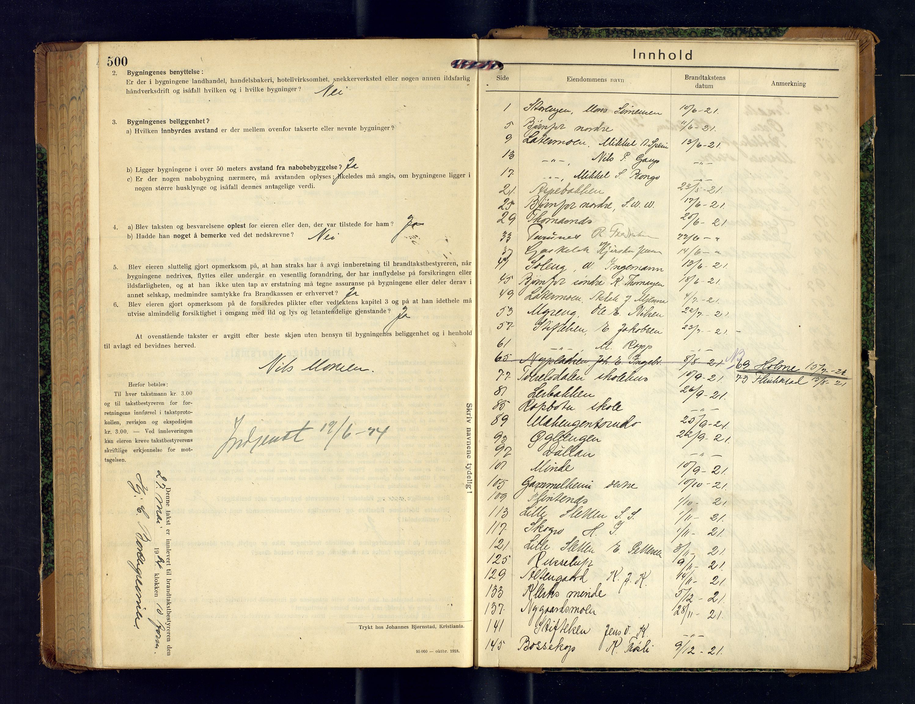 Alta lensmannskontor, AV/SATØ-S-1165/O/Ob/L0174: Branntakstprotokoll, 1921-1924, s. 500-501