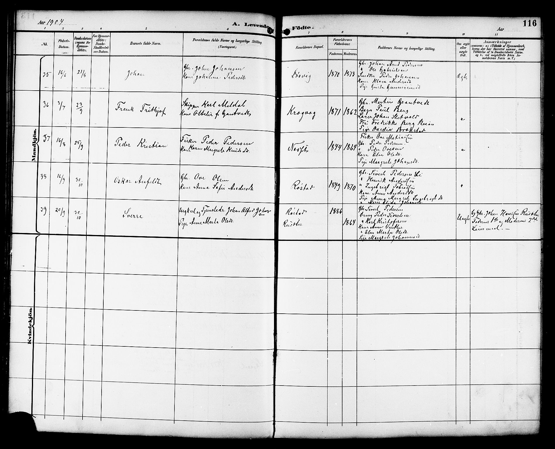 Ministerialprotokoller, klokkerbøker og fødselsregistre - Sør-Trøndelag, AV/SAT-A-1456/659/L0746: Klokkerbok nr. 659C03, 1893-1912, s. 116