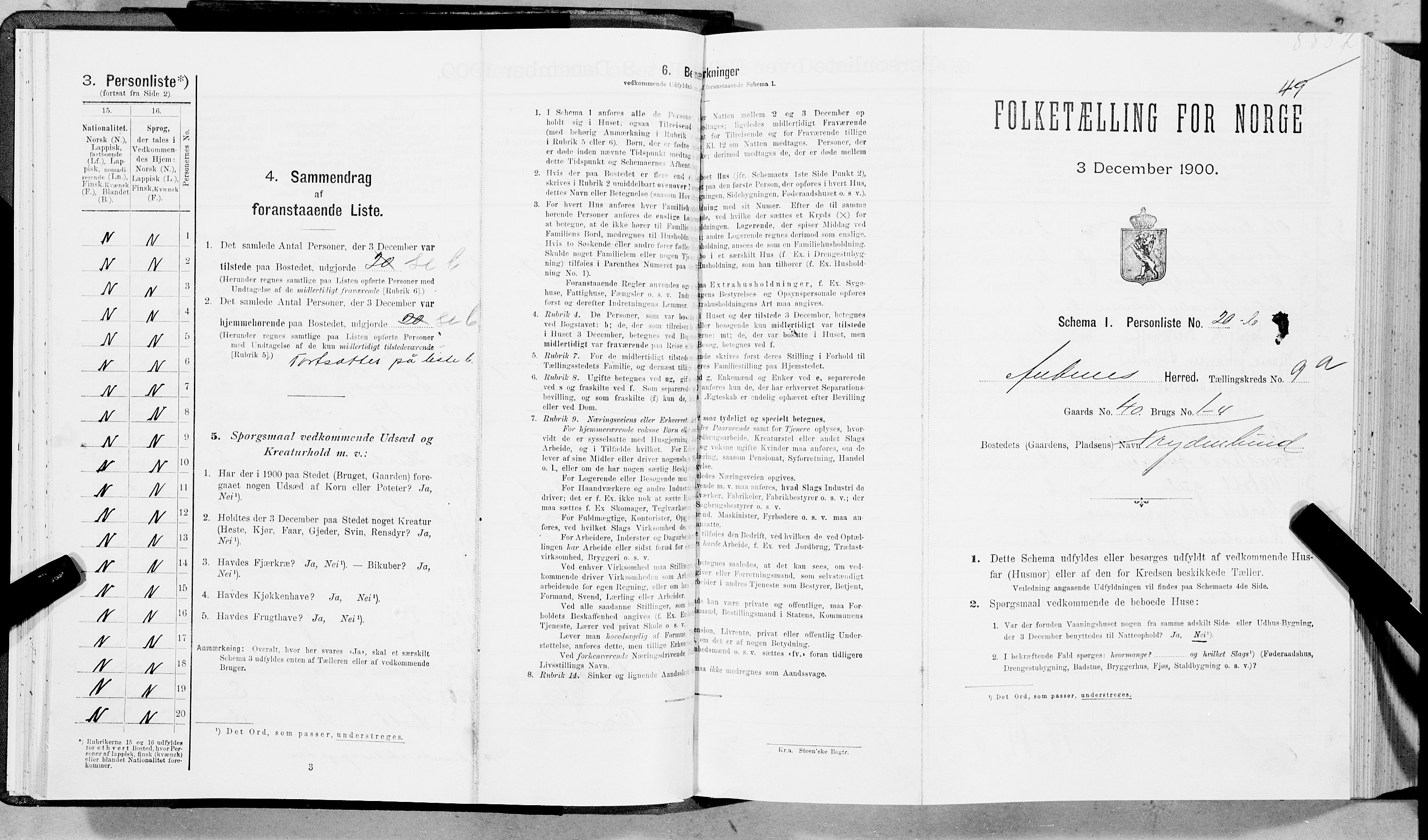 SAT, Folketelling 1900 for 1855 Ankenes herred, 1900, s. 697