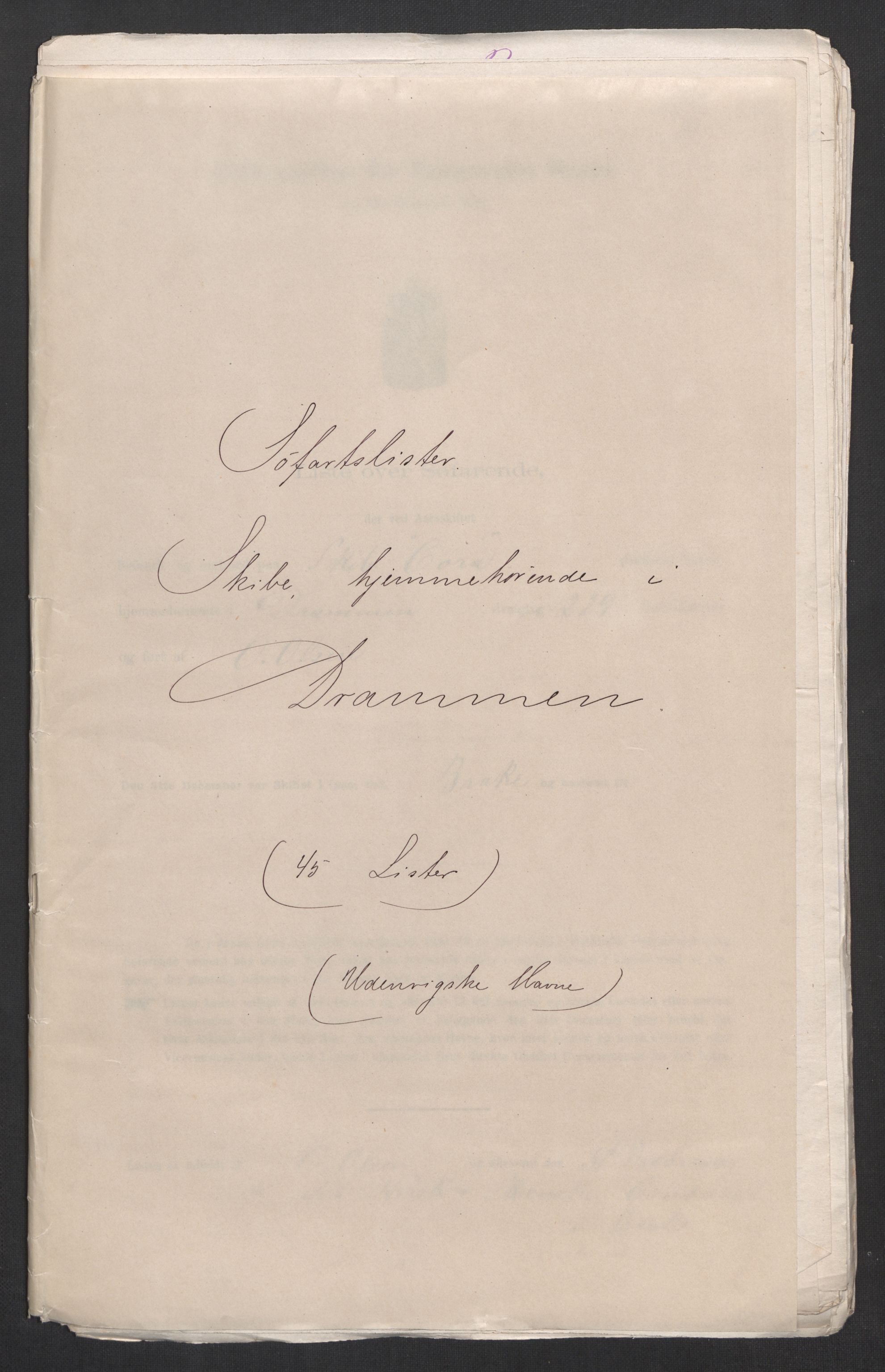 RA, Folketelling 1875, skipslister: Skip i utenrikske havner, hjemmehørende i byer og ladesteder, Fredrikshald - Arendal, 1875, s. 230