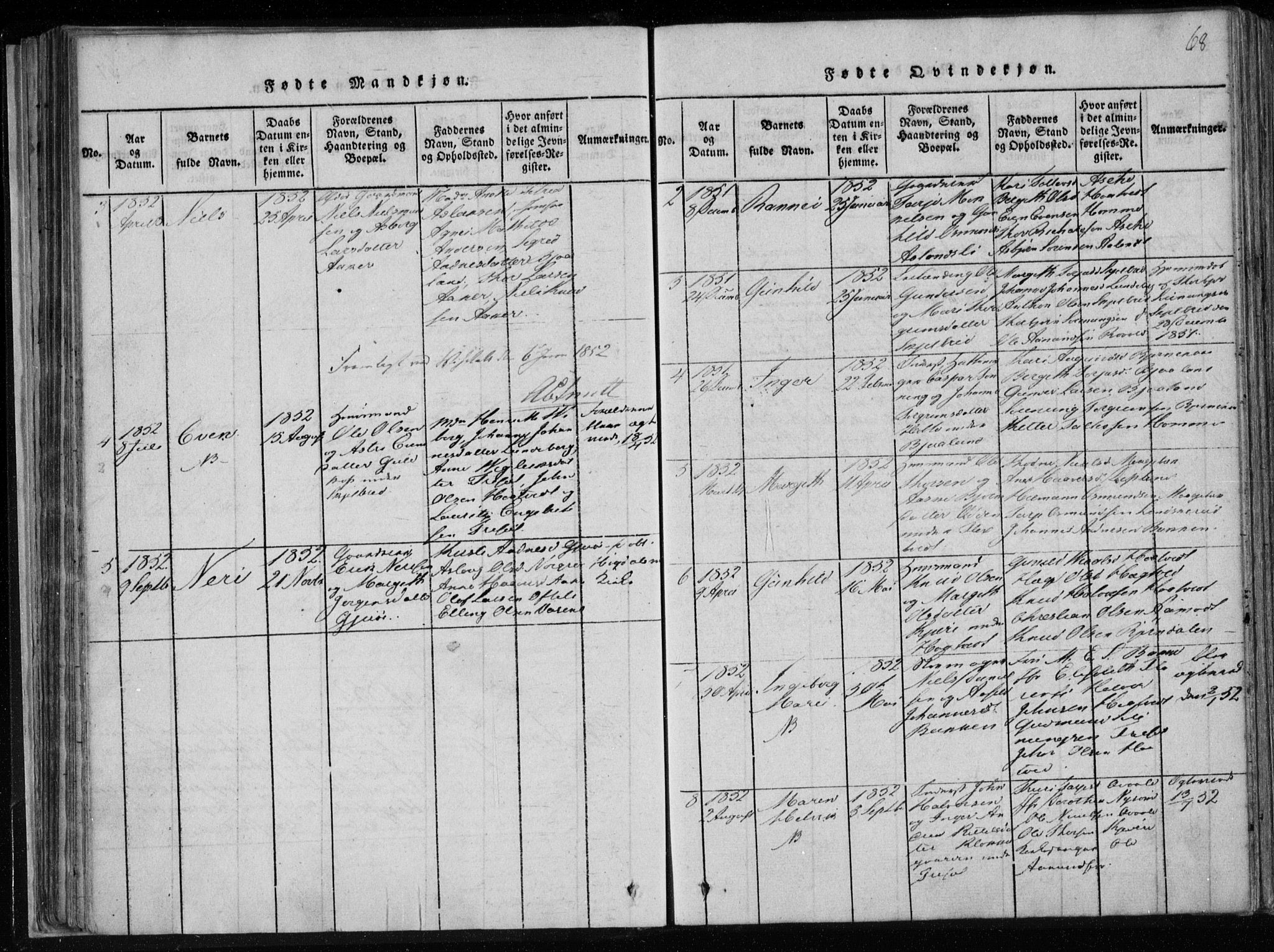 Lårdal kirkebøker, SAKO/A-284/F/Fa/L0005: Ministerialbok nr. I 5, 1815-1860, s. 68