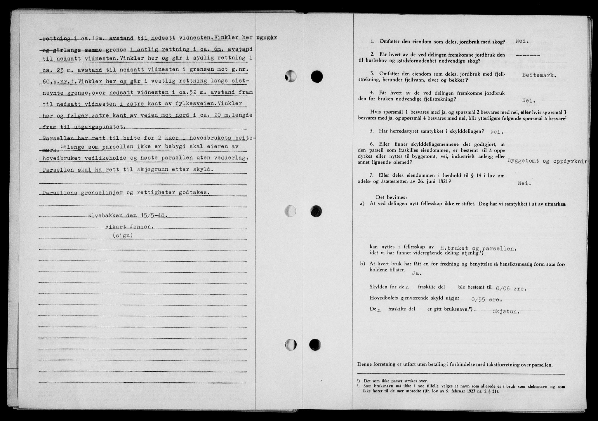 Lofoten sorenskriveri, SAT/A-0017/1/2/2C/L0019a: Pantebok nr. 19a, 1948-1948, Dagboknr: 2652/1948