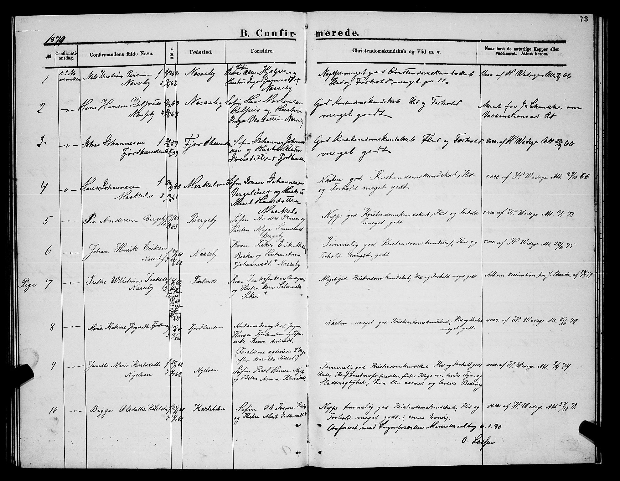 Nesseby sokneprestkontor, AV/SATØ-S-1330/H/Hb/L0004klokker: Klokkerbok nr. 4, 1877-1884, s. 73