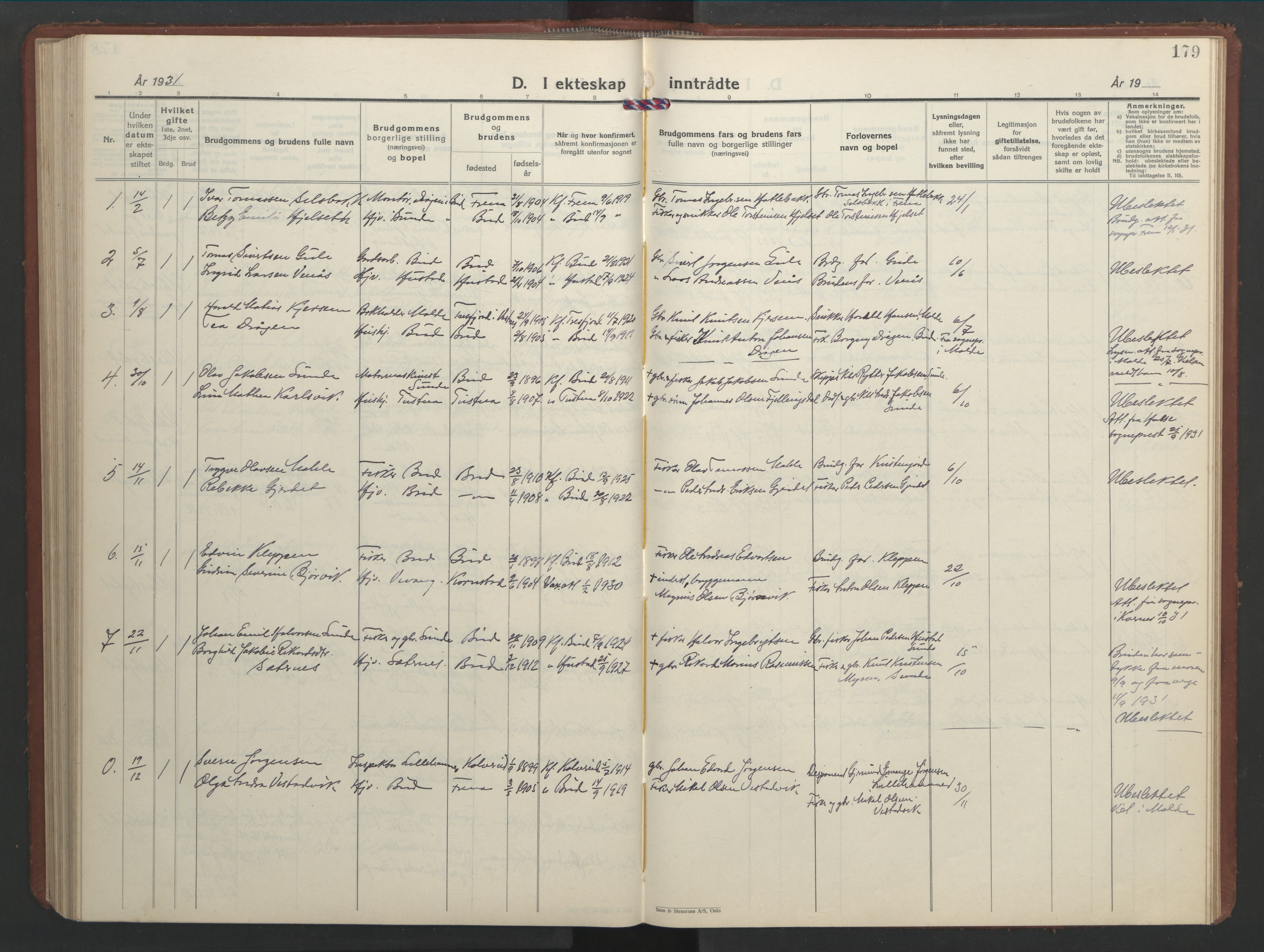 Ministerialprotokoller, klokkerbøker og fødselsregistre - Møre og Romsdal, AV/SAT-A-1454/566/L0775: Klokkerbok nr. 566C04, 1930-1946, s. 179