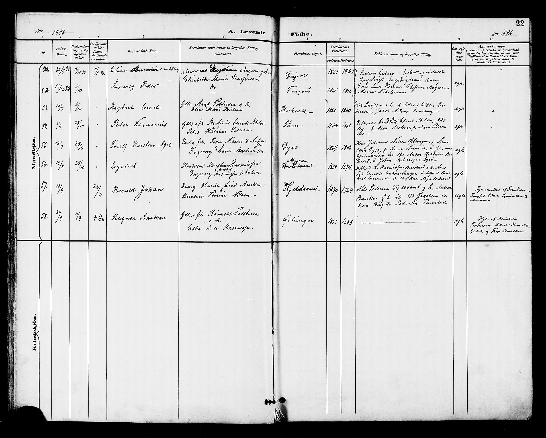 Ministerialprotokoller, klokkerbøker og fødselsregistre - Nordland, AV/SAT-A-1459/893/L1338: Ministerialbok nr. 893A10, 1894-1903, s. 22