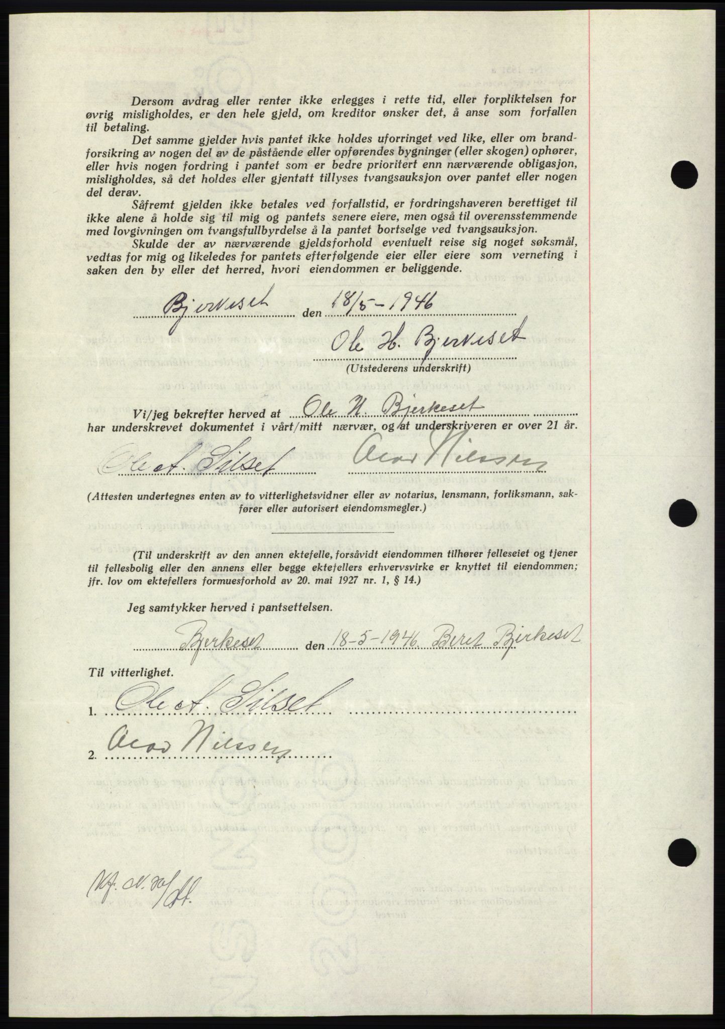 Nordmøre sorenskriveri, AV/SAT-A-4132/1/2/2Ca: Pantebok nr. B94, 1946-1946, Dagboknr: 874/1946