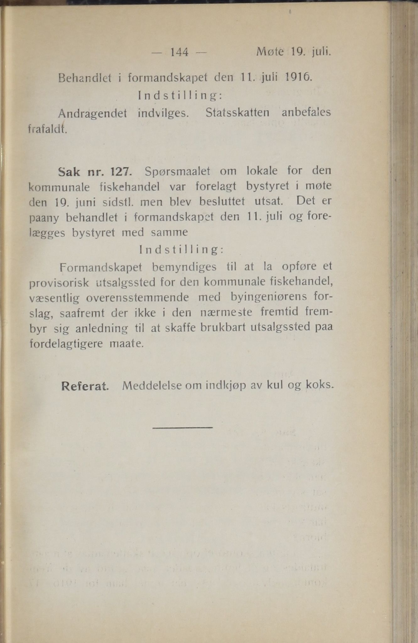 Narvik kommune. Formannskap , AIN/K-18050.150/A/Ab/L0006: Møtebok, 1916