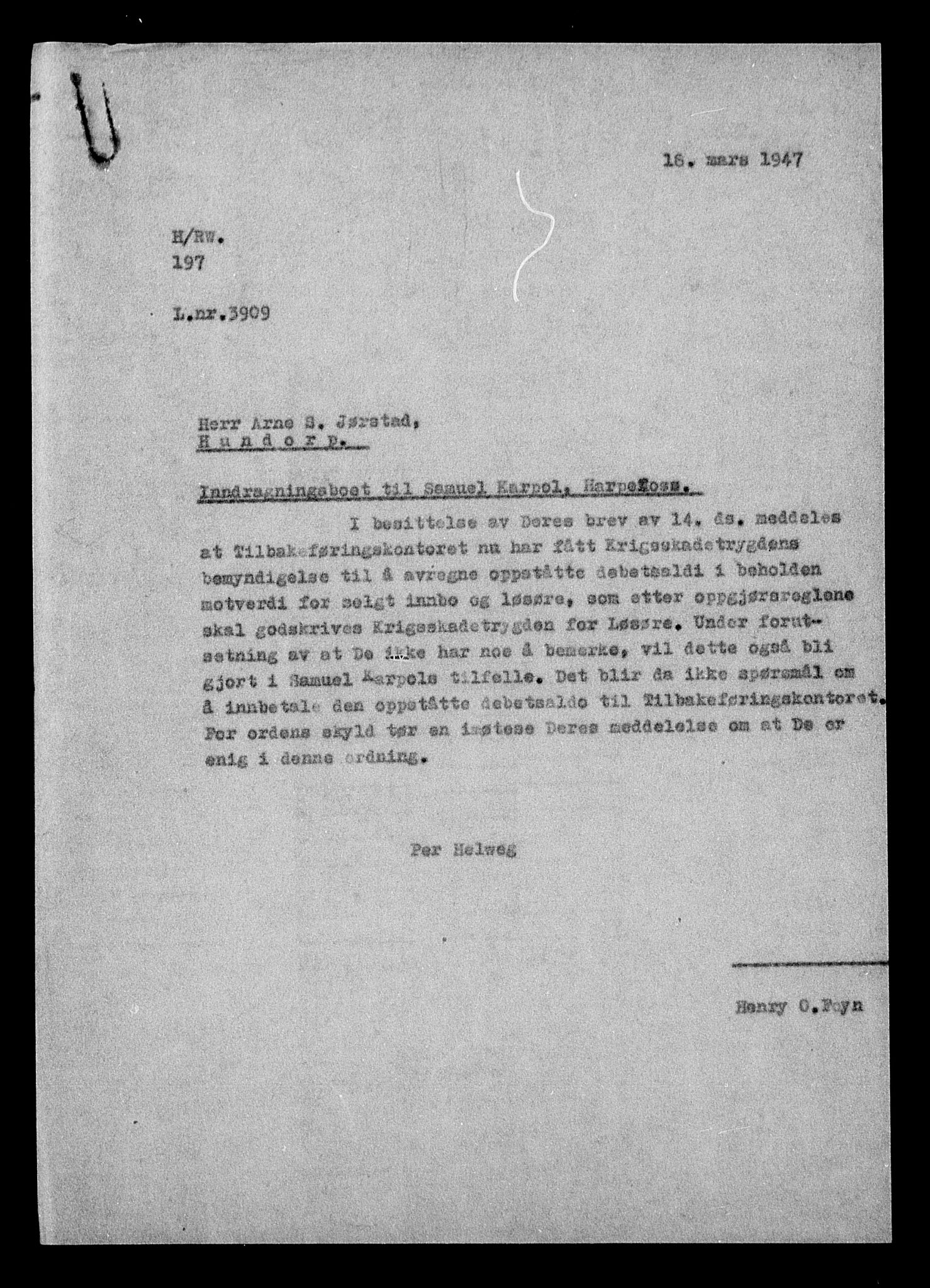 Justisdepartementet, Tilbakeføringskontoret for inndratte formuer, AV/RA-S-1564/H/Hc/Hcc/L0949: --, 1945-1947, s. 466