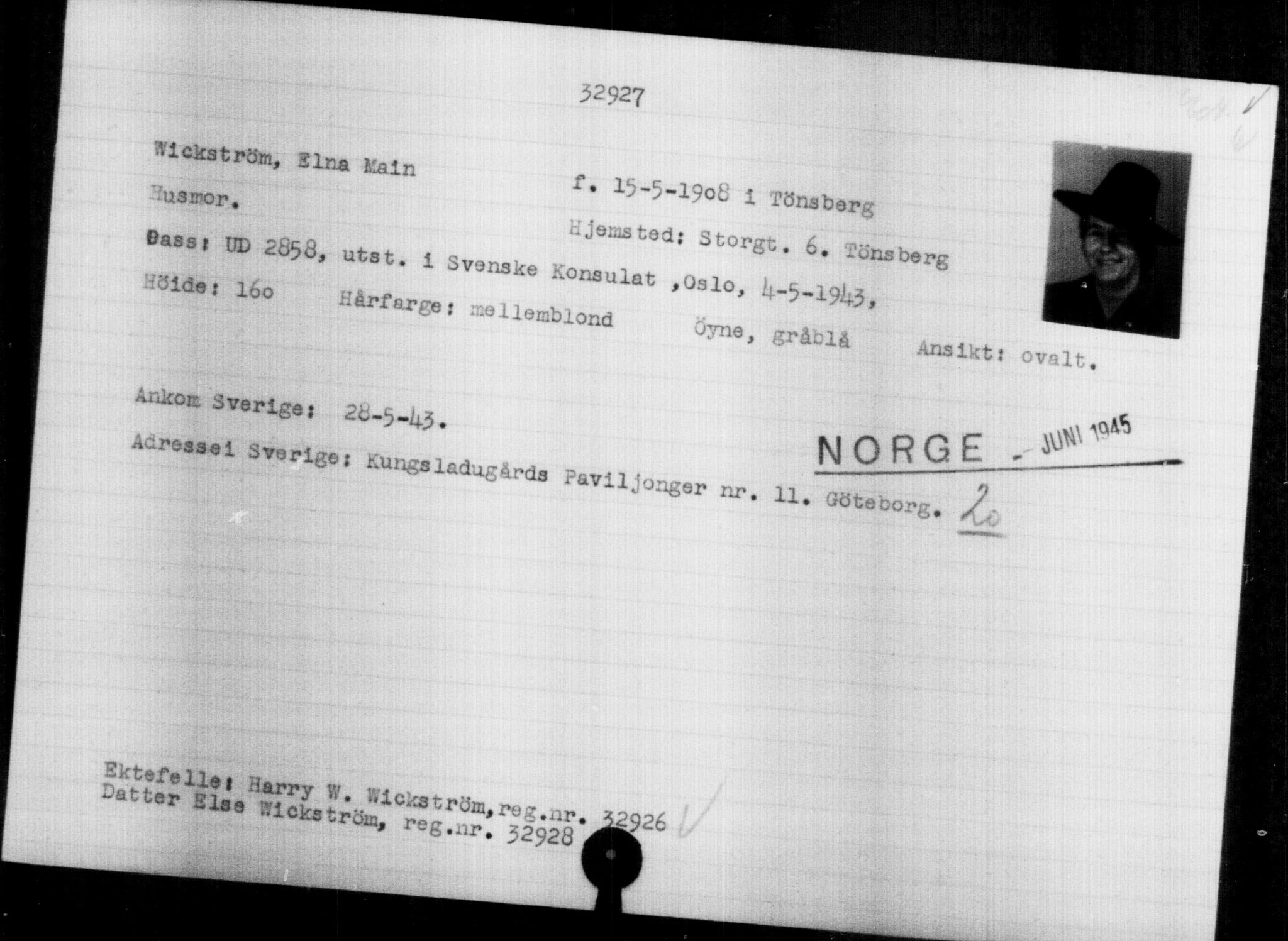 Utenriksstasjonene, Legasjonen i Stockholm, Flyktningkontoret, AV/RA-S-6753/V/Va/L0013: Kjesäterkartoteket, flyktninger med registreringsnr. 31500-34731, 1940-1945, s. 1488