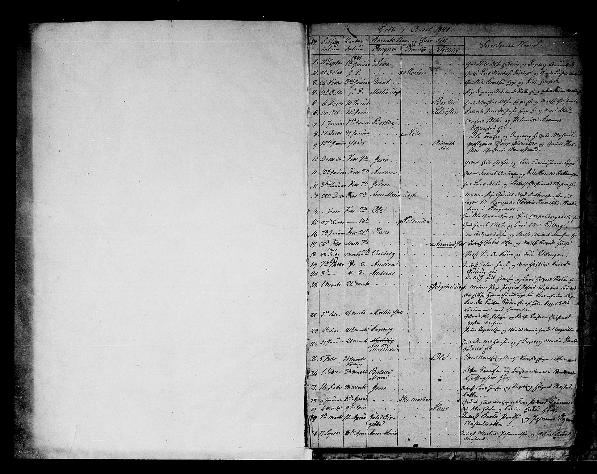 Lier kirkebøker, AV/SAKO-A-230/G/Ga/L0002: Klokkerbok nr. I 2, 1841-1862, s. 1