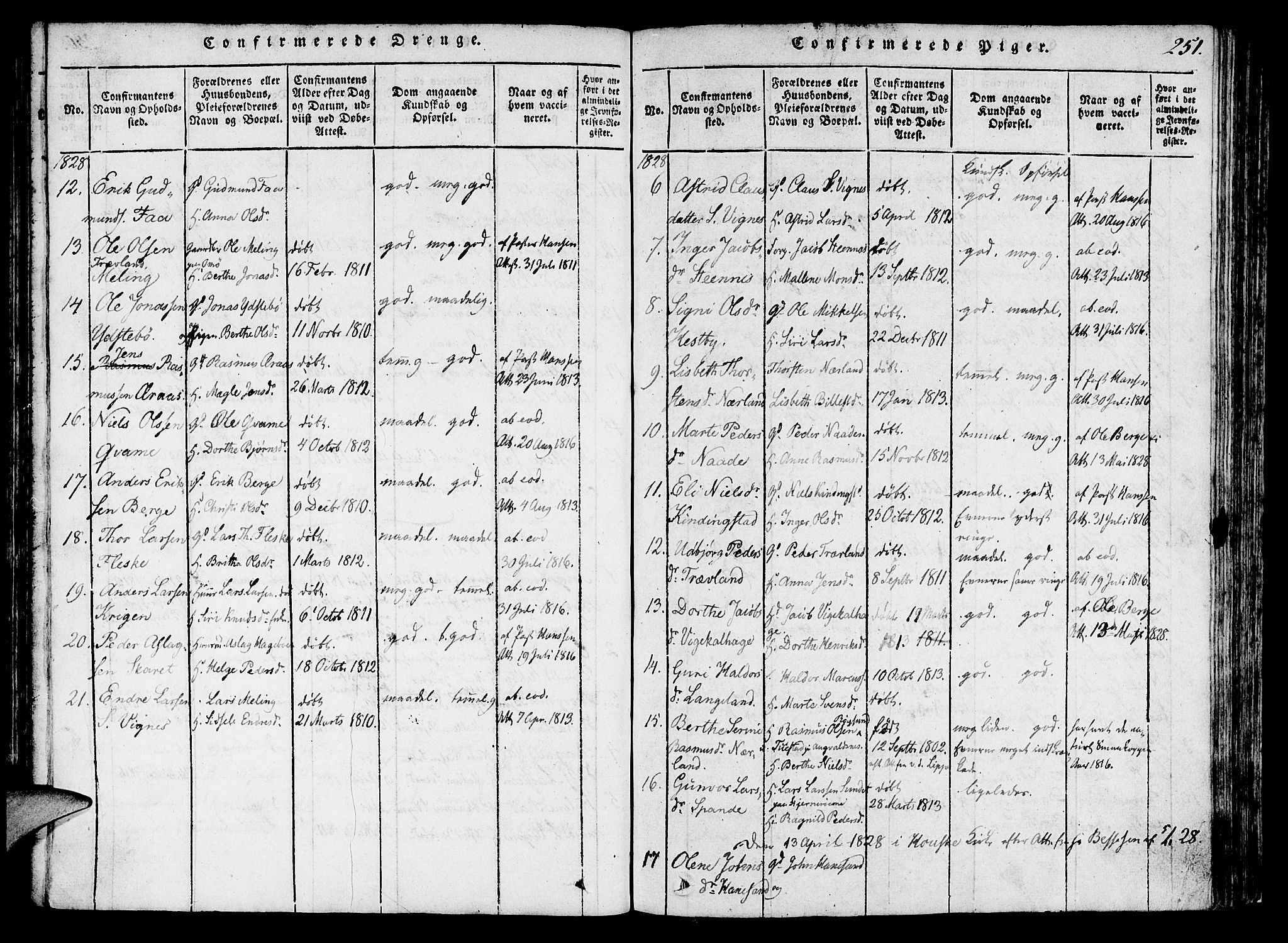 Finnøy sokneprestkontor, AV/SAST-A-101825/H/Ha/Haa/L0006: Ministerialbok nr. A 6, 1816-1846, s. 251