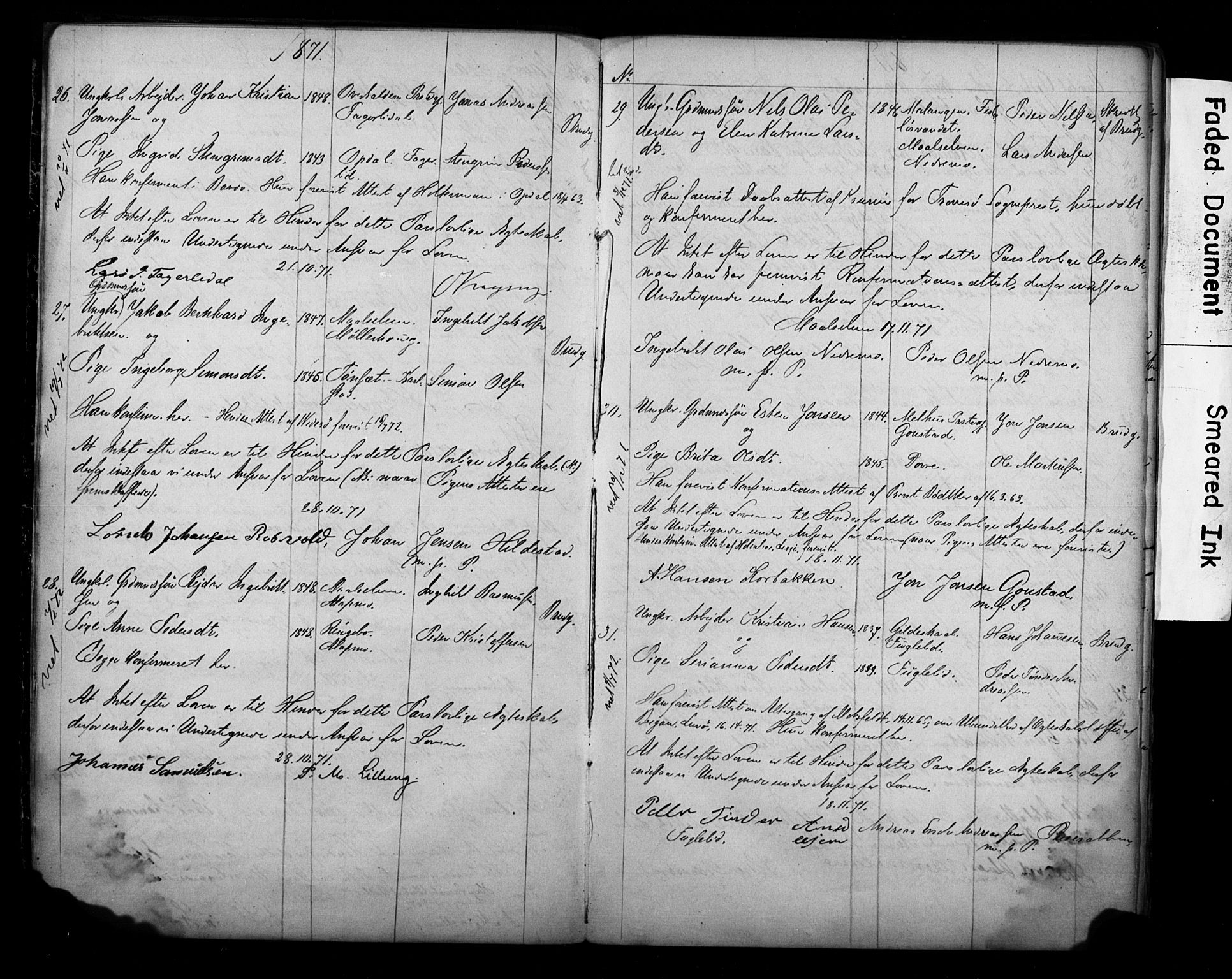 Målselv sokneprestembete, AV/SATØ-S-1311/I/Id/L0038: Lysningsprotokoll nr. 38, 1870-1890