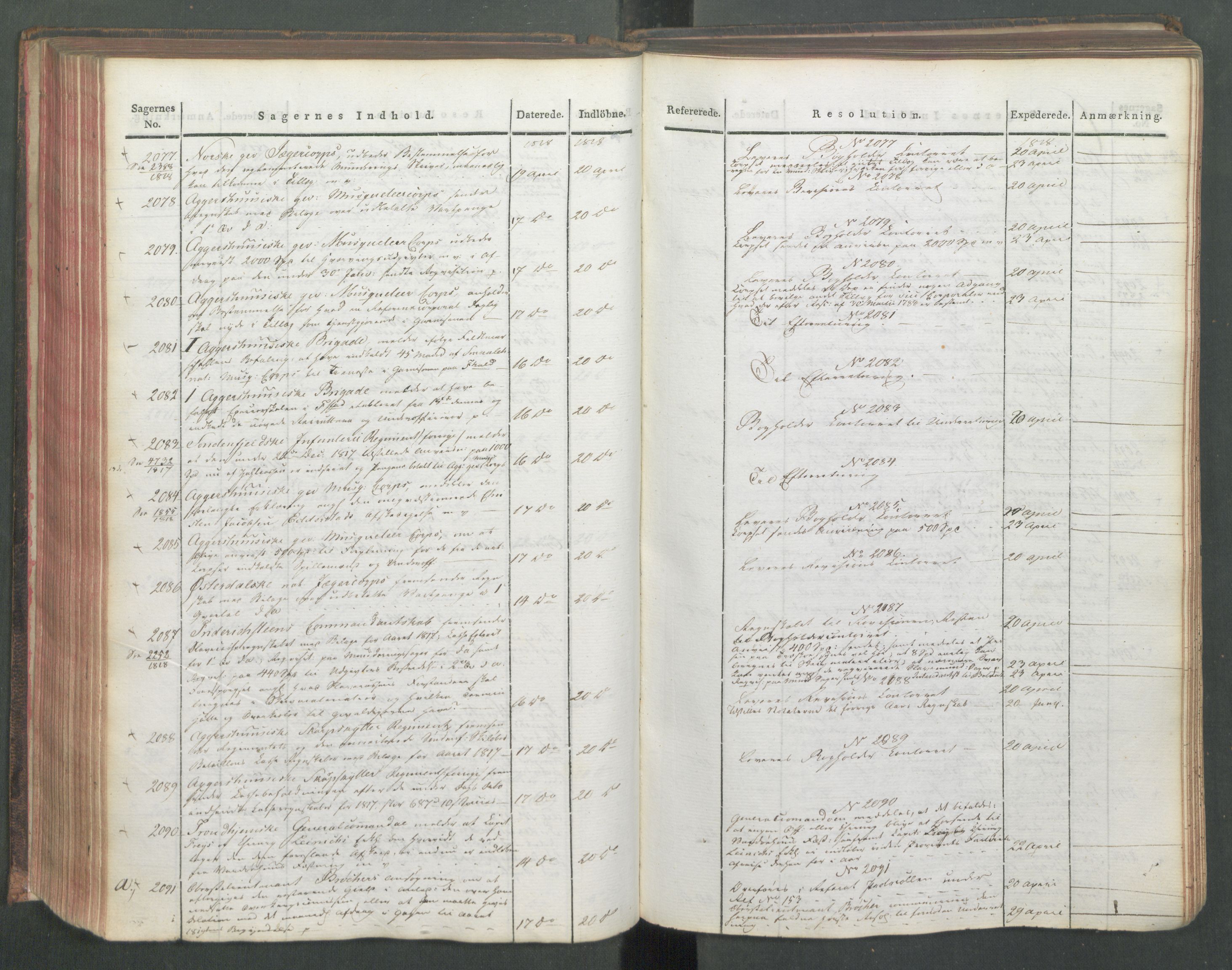 Armédepartementet, AV/RA-RAFA-3493/C/Ca/L0015: 6. Departements Journal, 1818