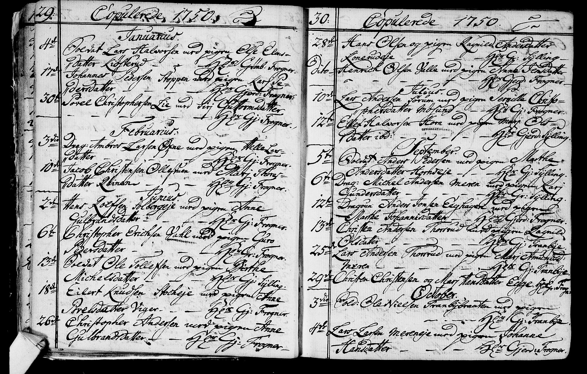 Lier kirkebøker, SAKO/A-230/F/Fa/L0004: Ministerialbok nr. I 4, 1749-1764, s. 29-30