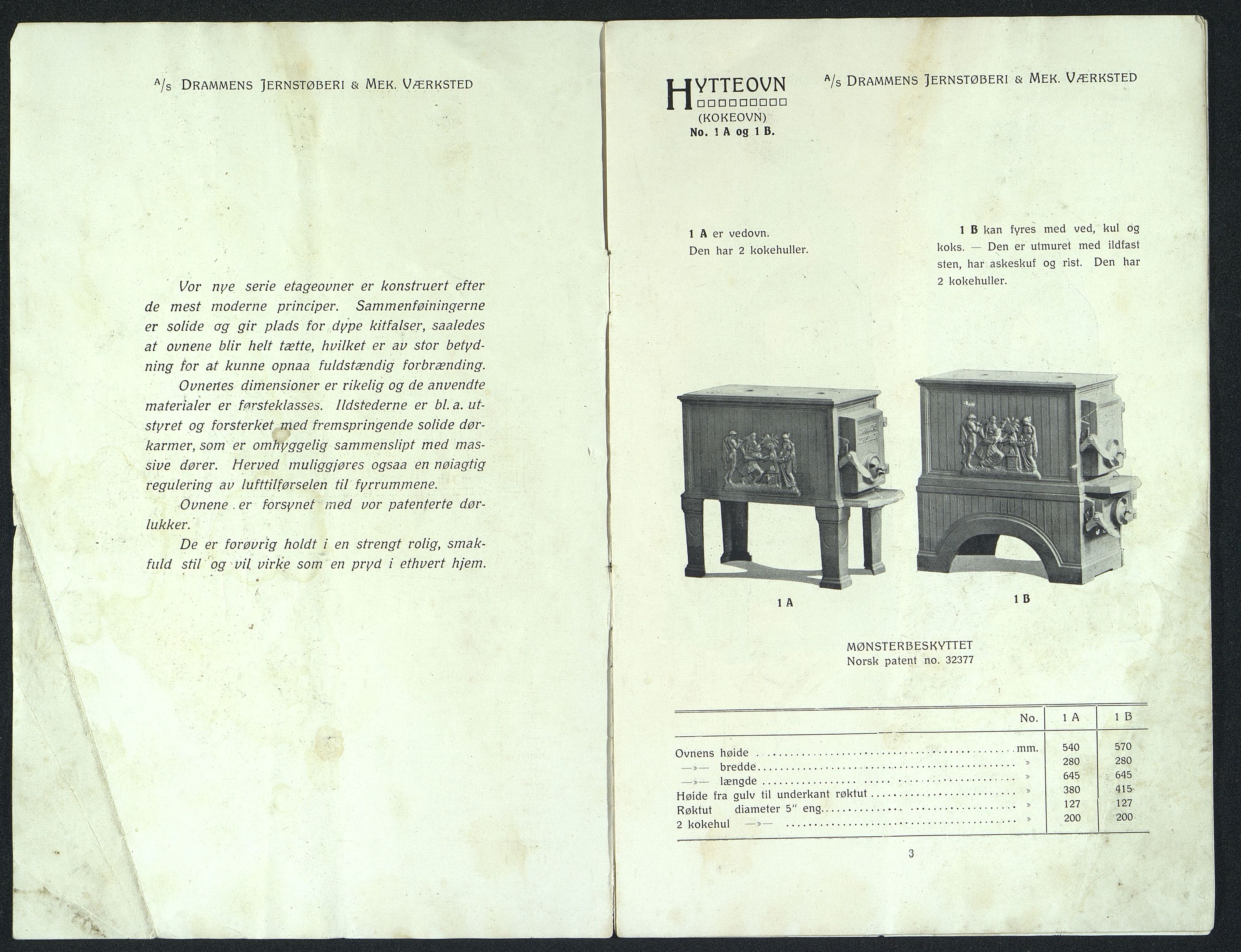 Næs Jernverksmuseets samling av historiske ovnskataloger, NESJ/NJM-006/01/L0040: Drammens Jernstøberi & Mek. Værksted, Ny serie etageovner, omtrent 1960, 1960