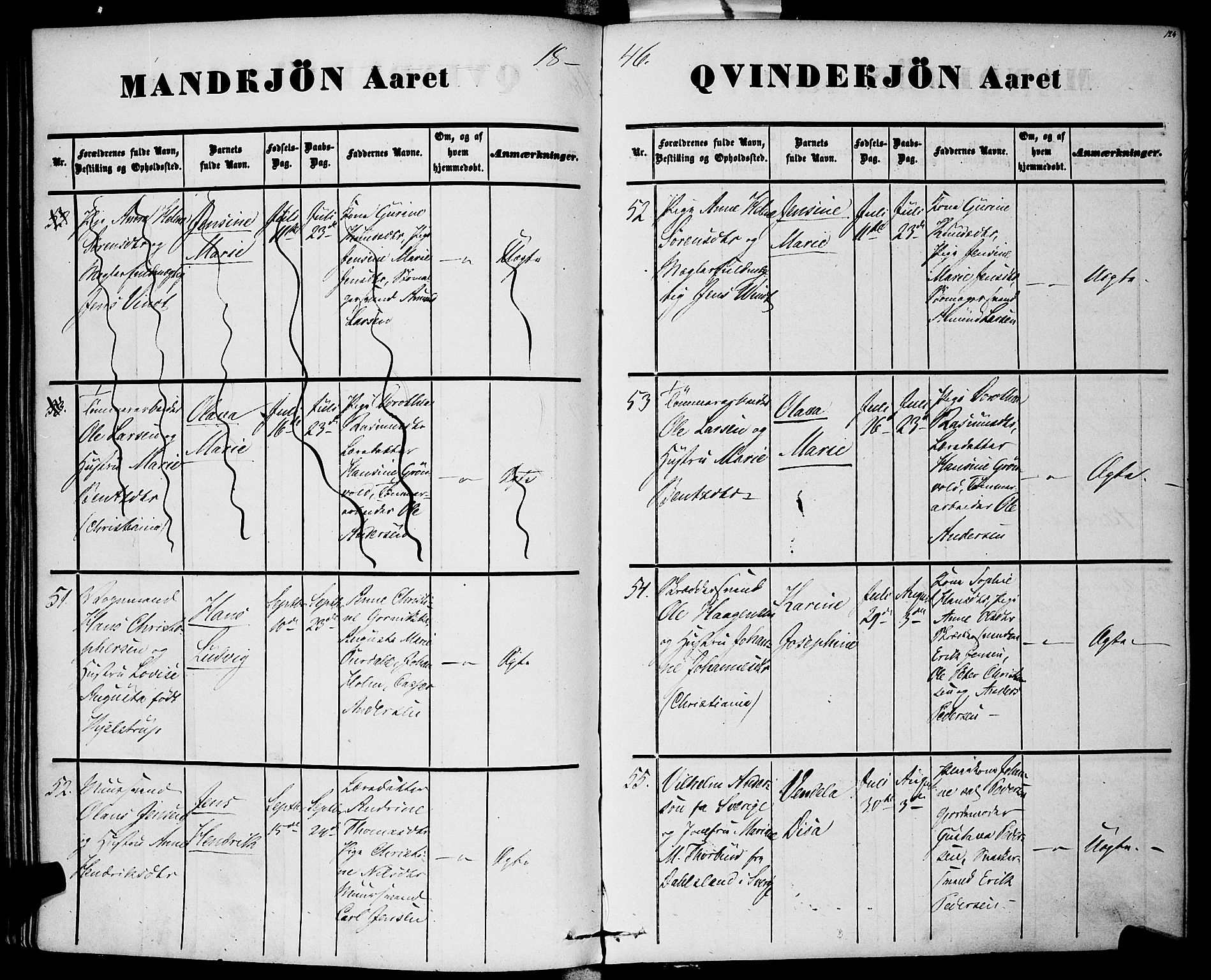 Rikshospitalet prestekontor Kirkebøker, SAO/A-10309b/F/L0003: Ministerialbok nr. 3, 1841-1853, s. 124