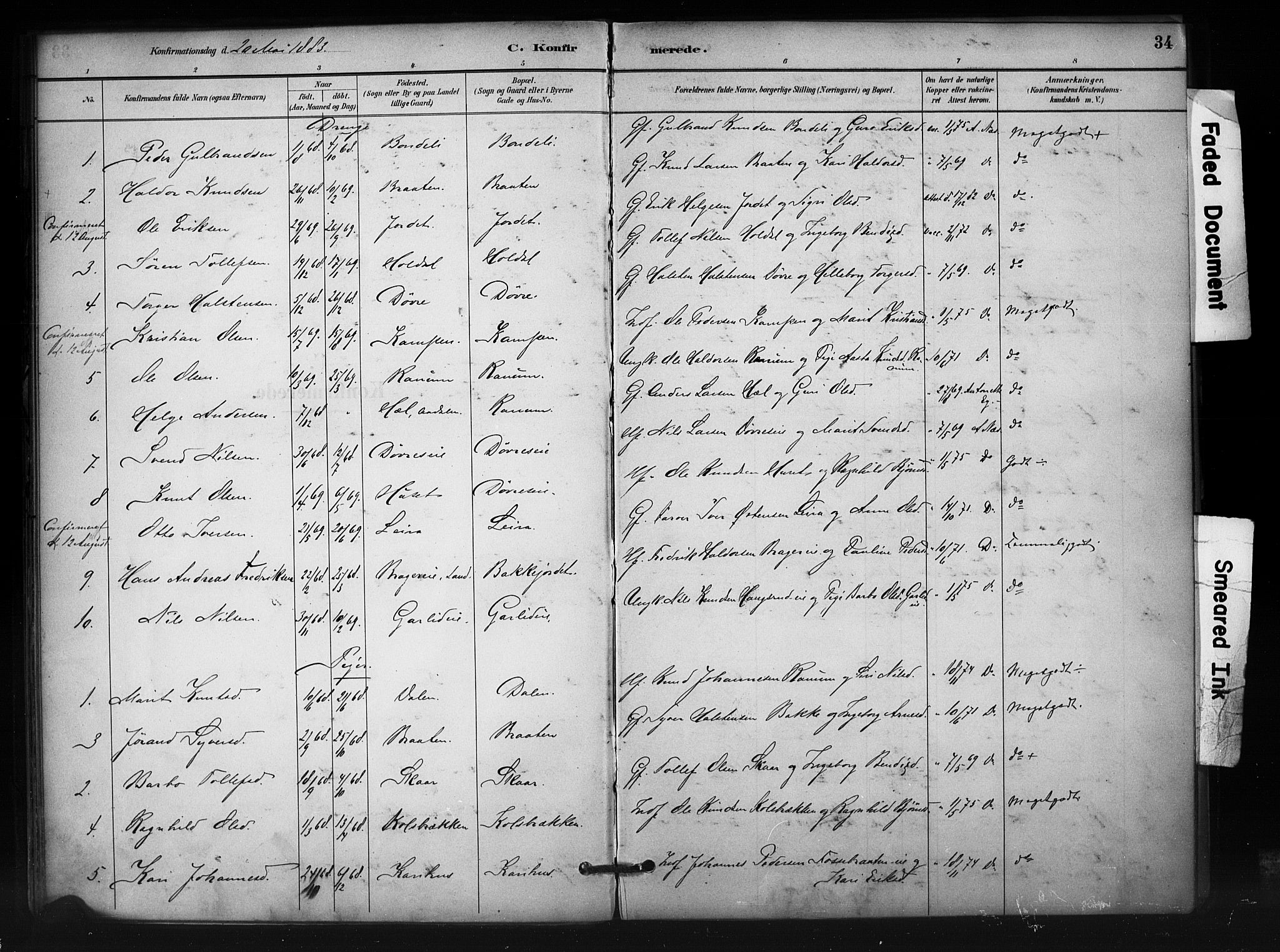 Nord-Aurdal prestekontor, AV/SAH-PREST-132/H/Ha/Haa/L0012: Ministerialbok nr. 12, 1883-1895, s. 34