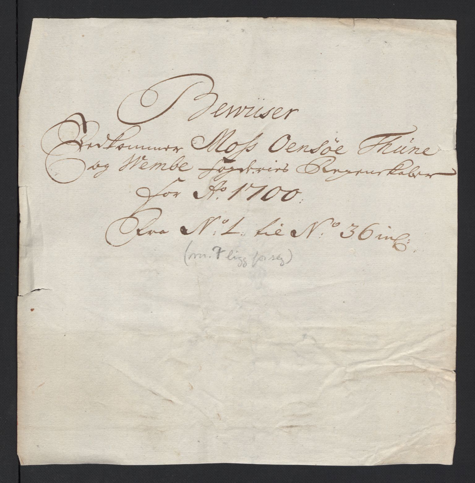 Rentekammeret inntil 1814, Reviderte regnskaper, Fogderegnskap, AV/RA-EA-4092/R04/L0129: Fogderegnskap Moss, Onsøy, Tune, Veme og Åbygge, 1700, s. 260