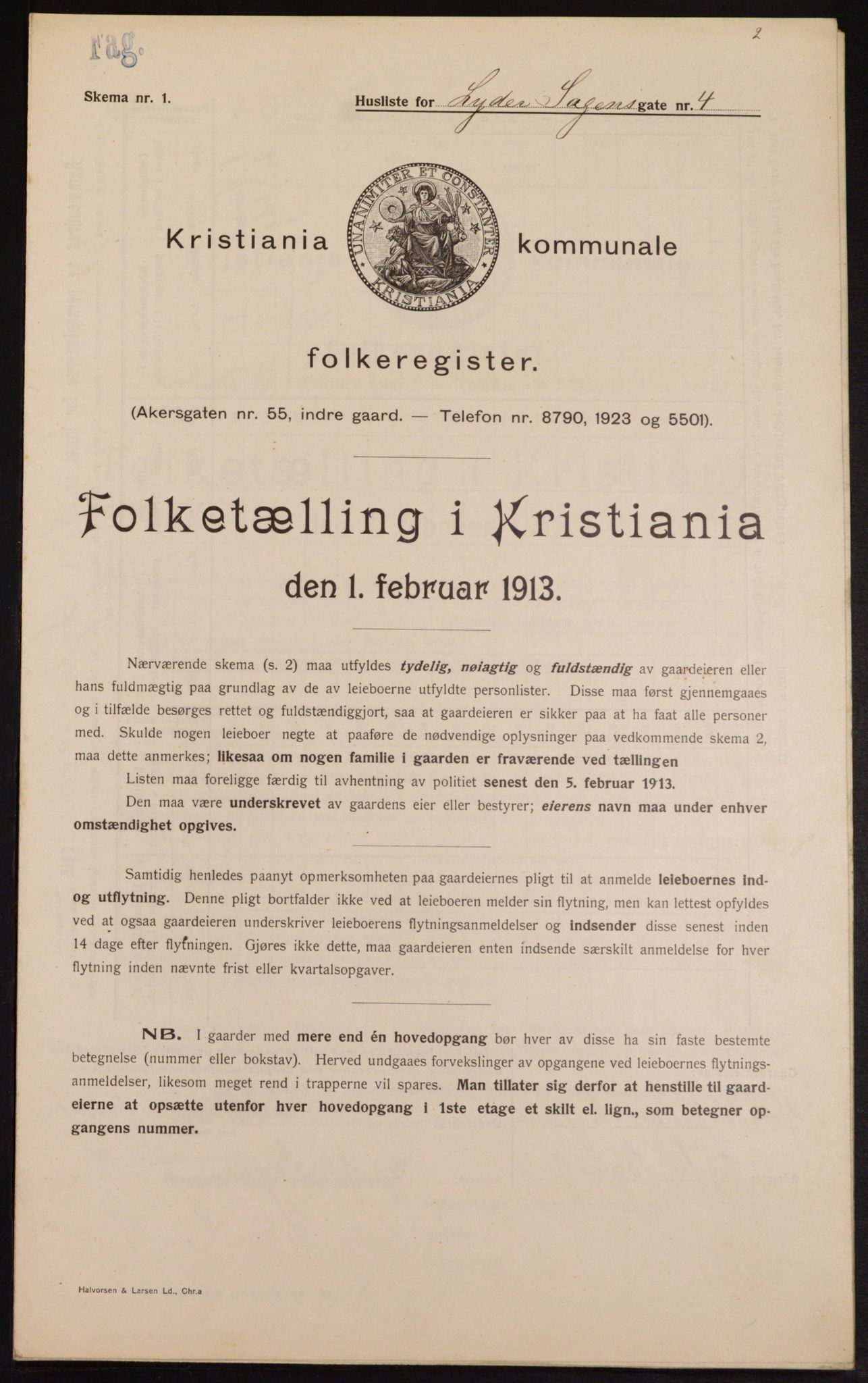 OBA, Kommunal folketelling 1.2.1913 for Kristiania, 1913, s. 58235