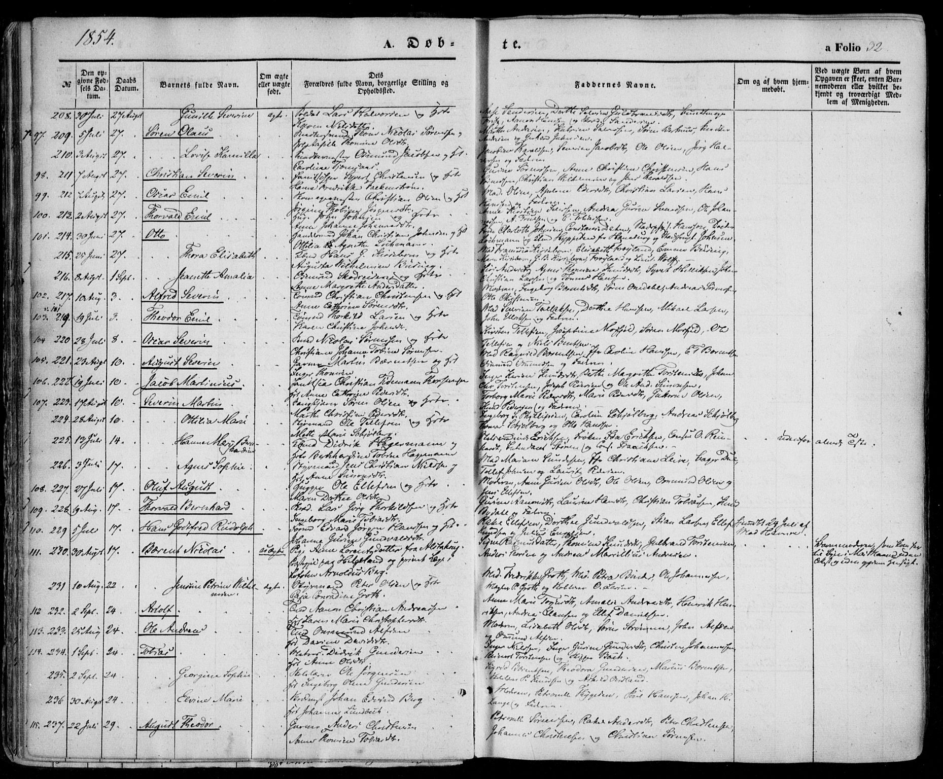 Kristiansand domprosti, AV/SAK-1112-0006/F/Fa/L0014: Ministerialbok nr. A 14, 1852-1867, s. 32