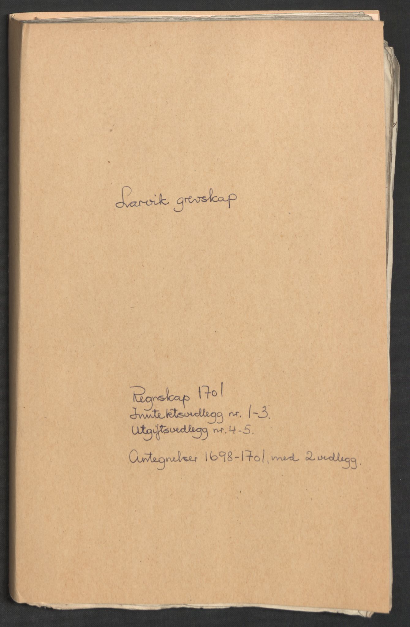 Rentekammeret inntil 1814, Reviderte regnskaper, Fogderegnskap, AV/RA-EA-4092/R33/L1976: Fogderegnskap Larvik grevskap, 1698-1701, s. 306