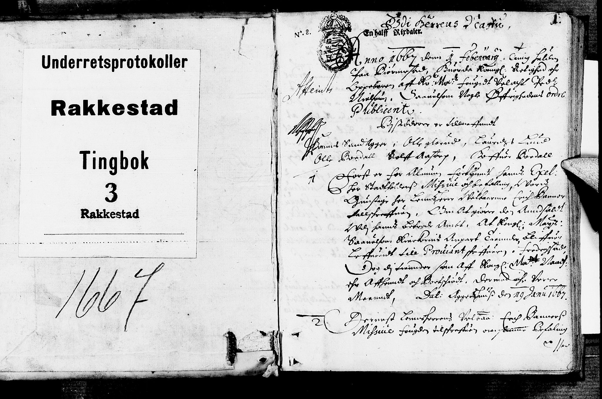 Rakkestad sorenskriveri, SAO/A-10686/F/Fb/L0003: Tingbøker, 1667, s. 0b-1a