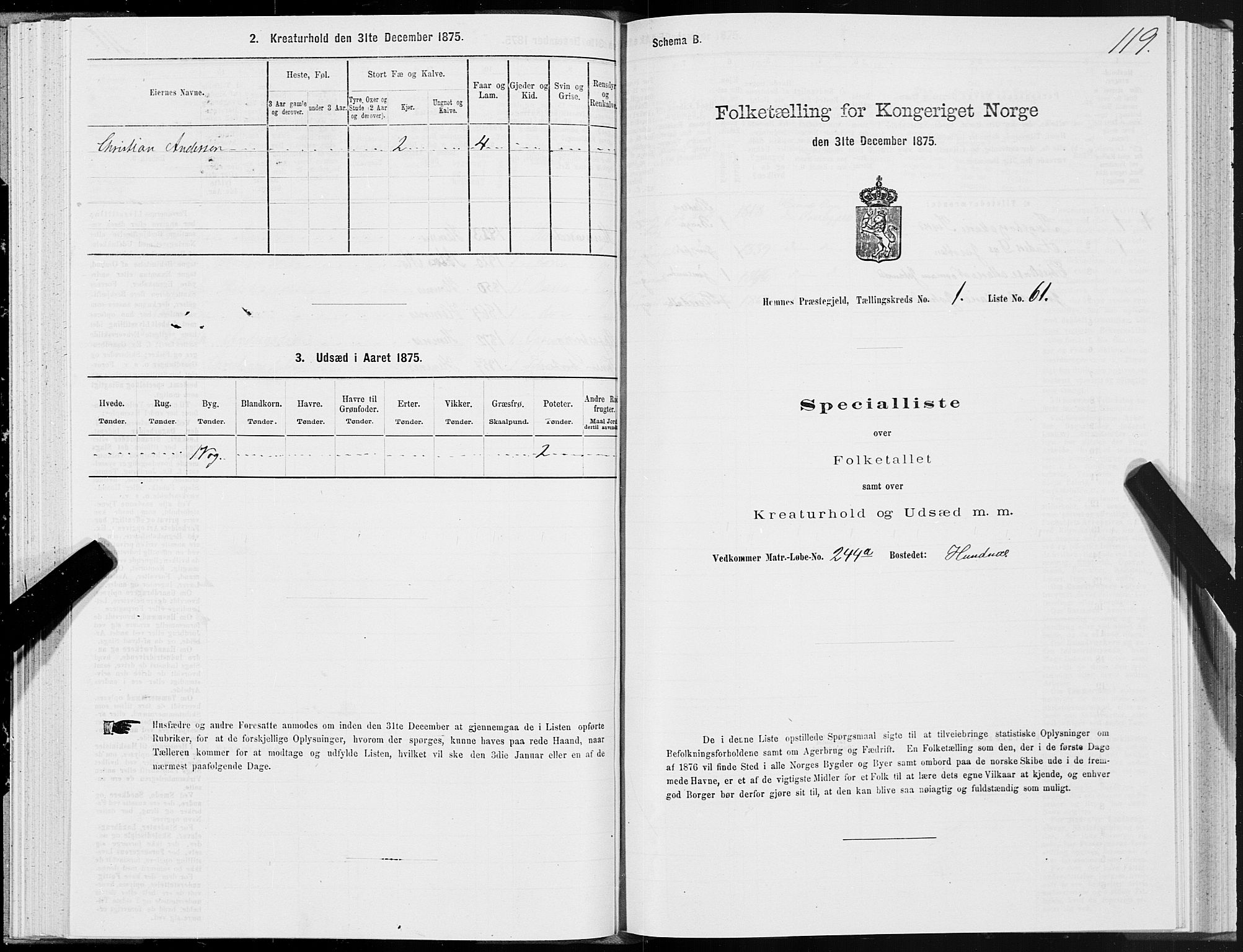 SAT, Folketelling 1875 for 1832P Hemnes prestegjeld, 1875, s. 1119