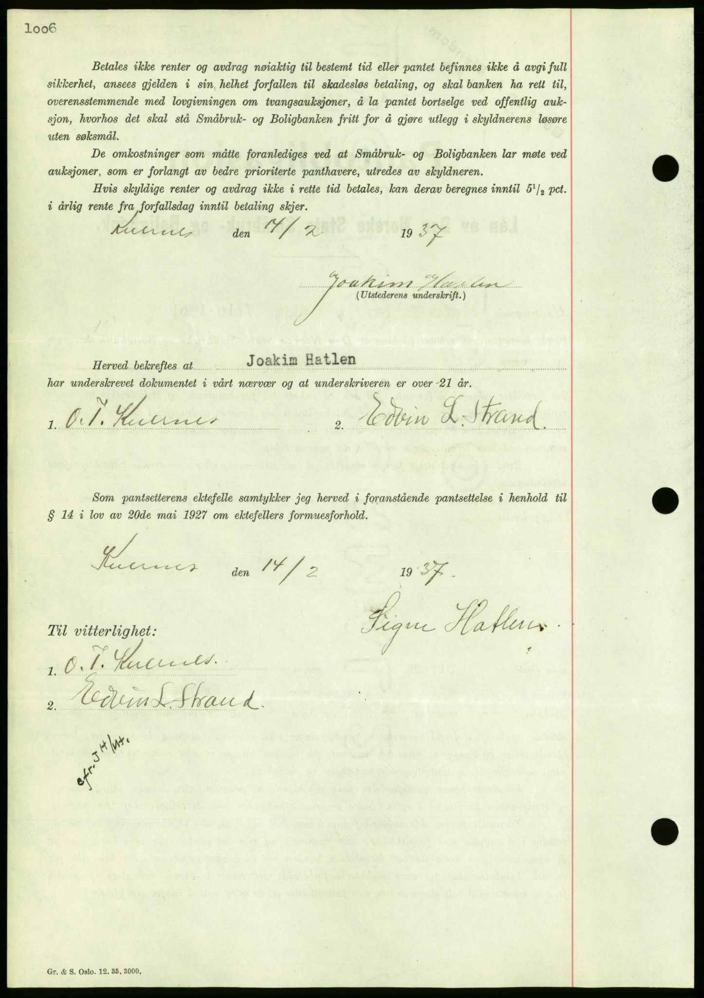 Nordmøre sorenskriveri, AV/SAT-A-4132/1/2/2Ca/L0090: Pantebok nr. B80, 1936-1937, Dagboknr: 452/1937