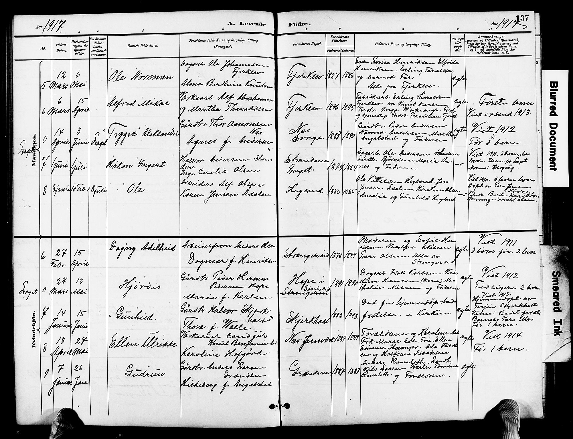 Holt sokneprestkontor, AV/SAK-1111-0021/F/Fb/L0011: Klokkerbok nr. B 11, 1897-1921, s. 137