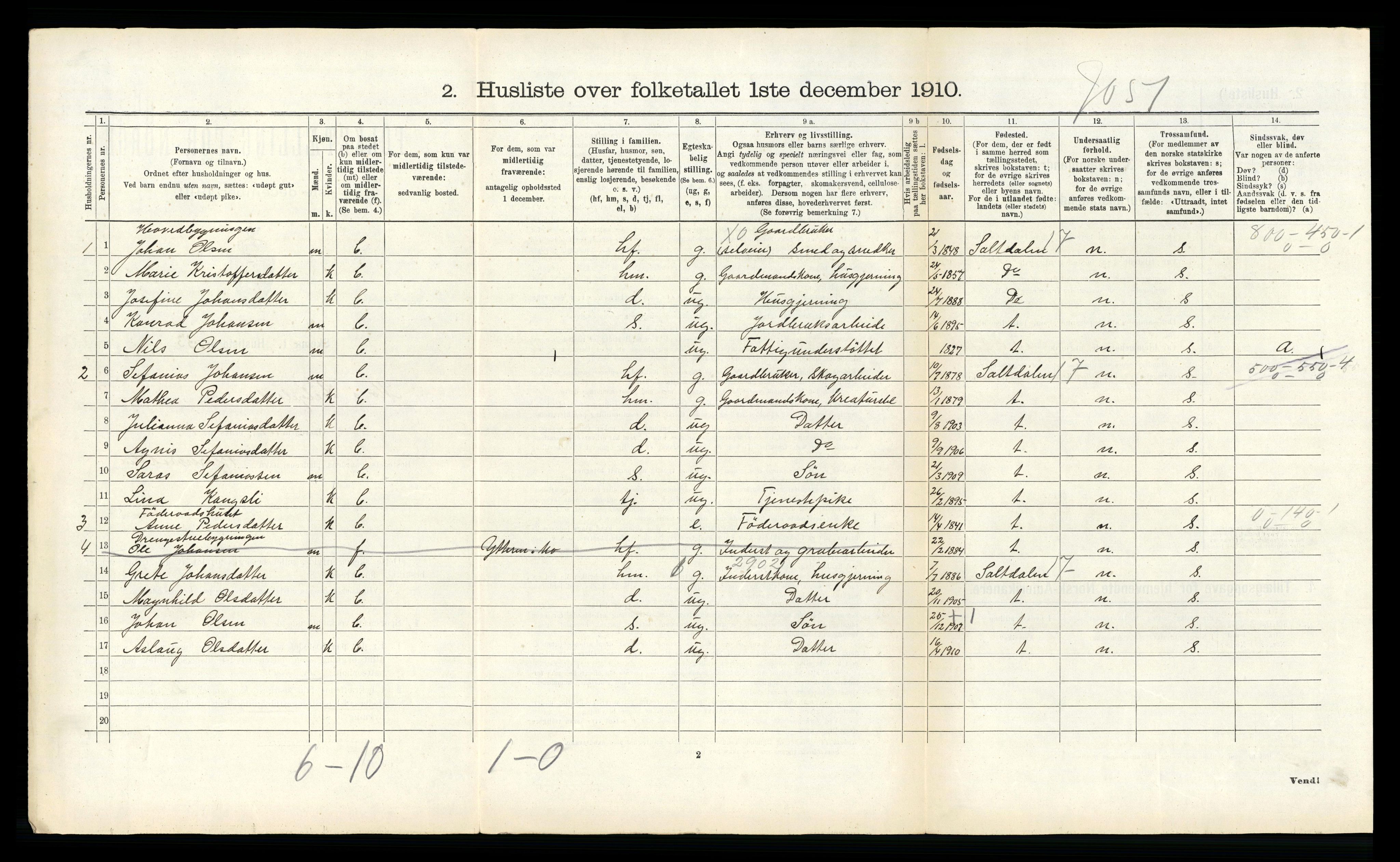 RA, Folketelling 1910 for 1833 Mo herred, 1910, s. 1272