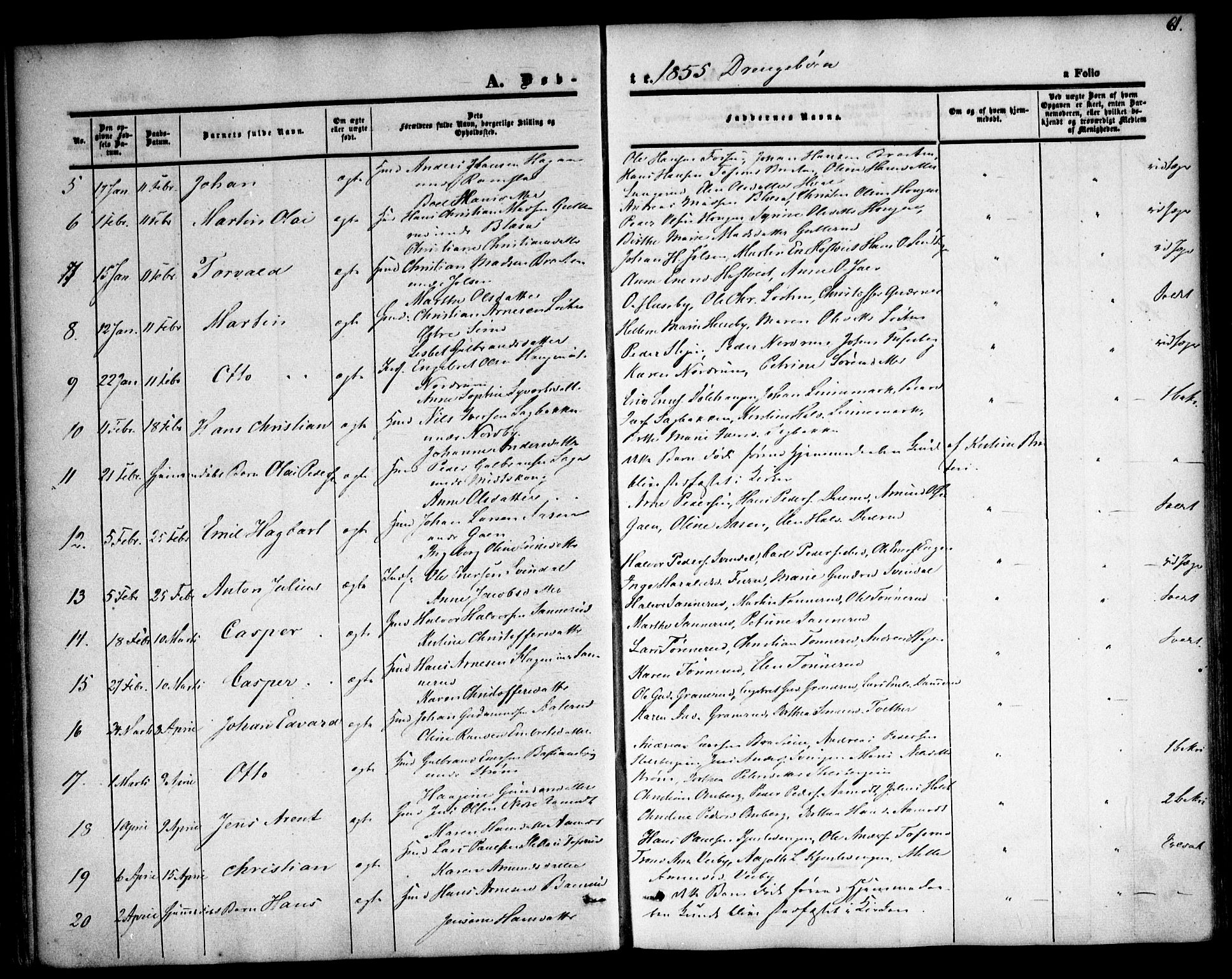 Fet prestekontor Kirkebøker, AV/SAO-A-10370a/F/Fa/L0010: Ministerialbok nr. I 10, 1847-1859, s. 61
