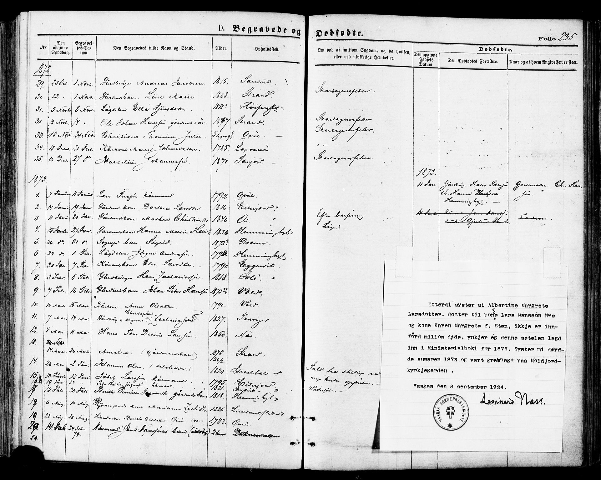 Ministerialprotokoller, klokkerbøker og fødselsregistre - Nordland, AV/SAT-A-1459/846/L0645: Ministerialbok nr. 846A03, 1872-1886, s. 235