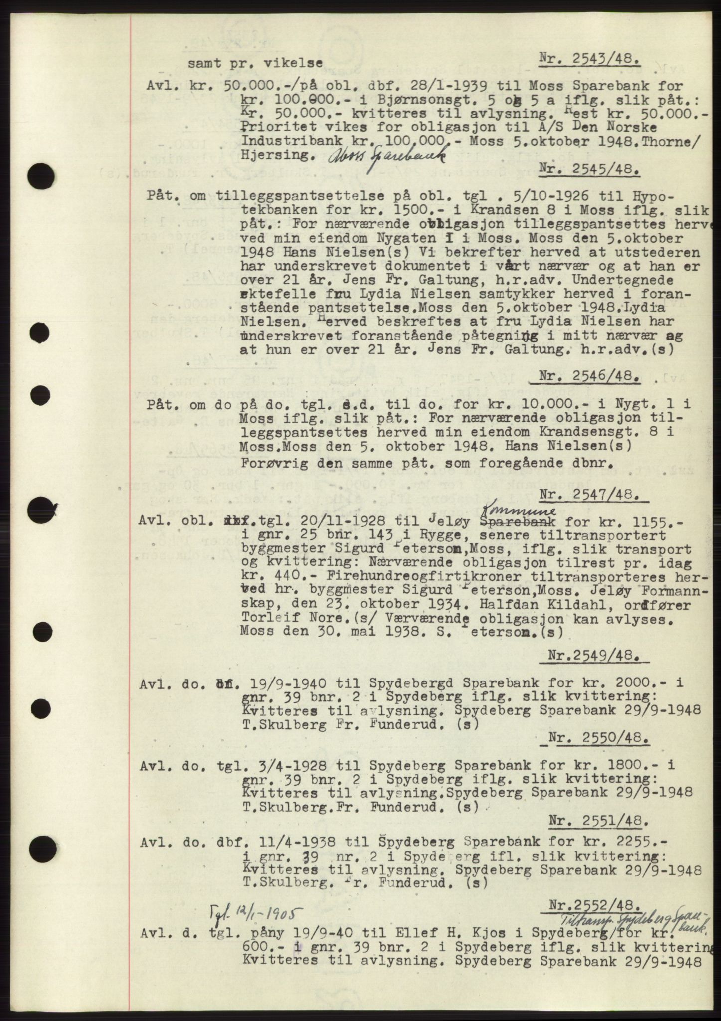 Moss sorenskriveri, SAO/A-10168: Pantebok nr. C10, 1938-1950, Dagboknr: 2543/1948