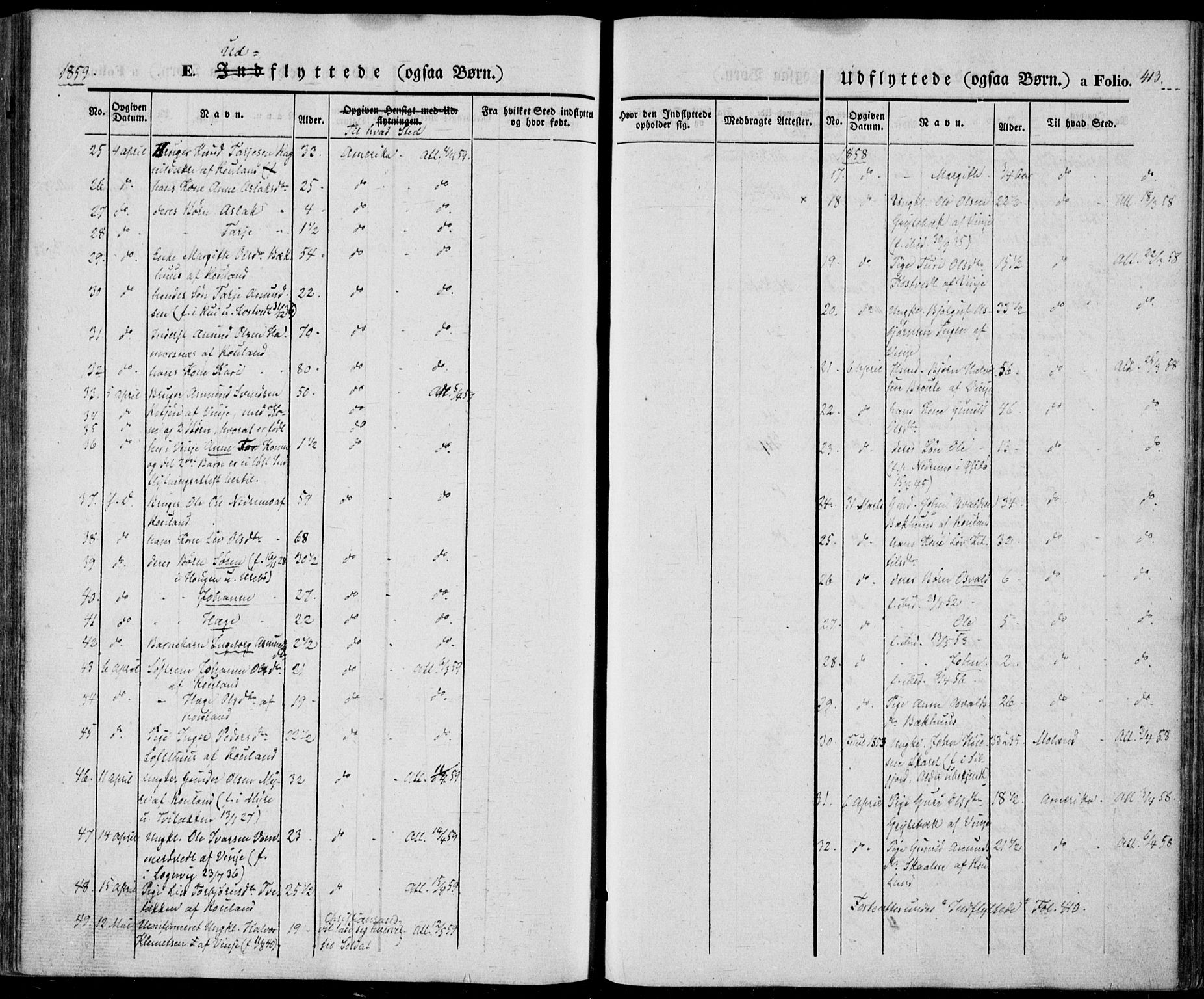 Vinje kirkebøker, SAKO/A-312/F/Fa/L0004: Ministerialbok nr. I 4, 1843-1869, s. 413