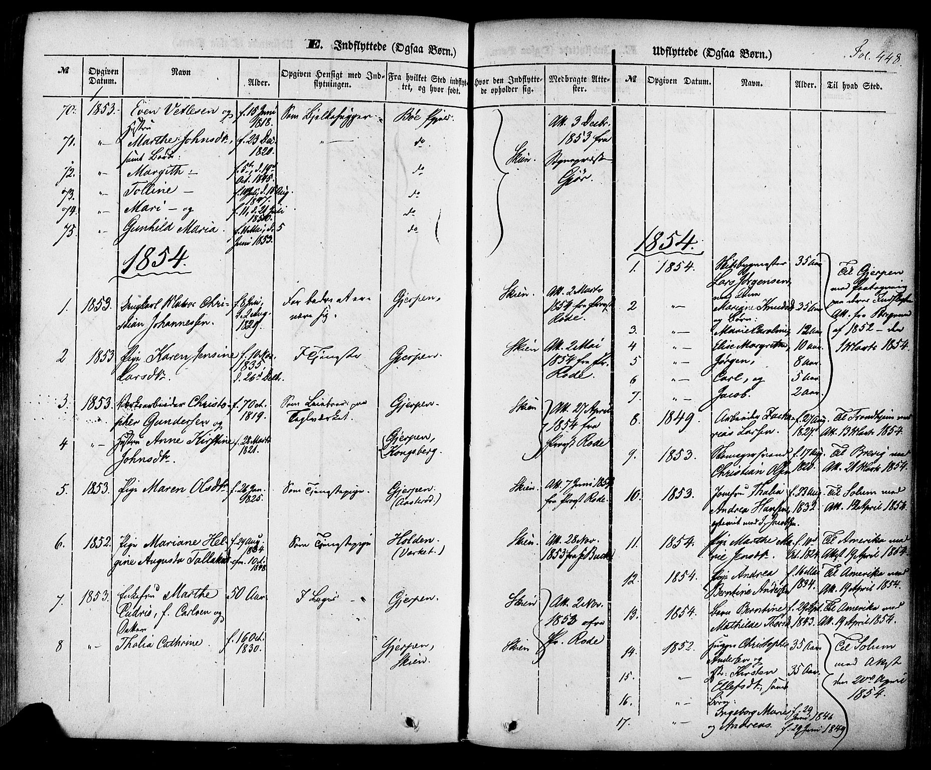 Skien kirkebøker, AV/SAKO-A-302/F/Fa/L0006a: Ministerialbok nr. 6A, 1843-1856, s. 448