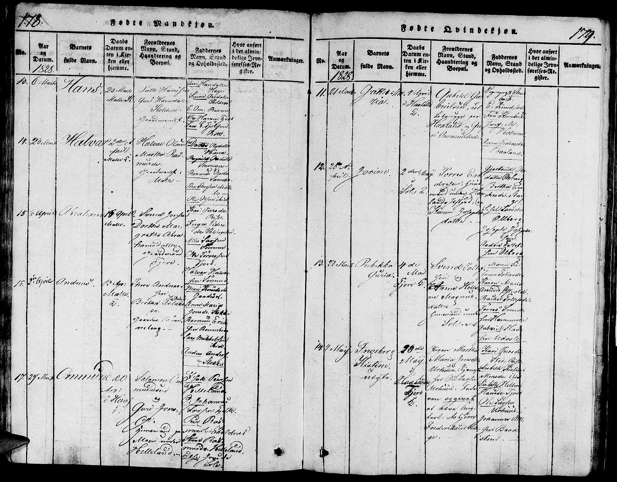 Håland sokneprestkontor, AV/SAST-A-101802/001/30BA/L0004: Ministerialbok nr. A 4, 1815-1829, s. 178-179