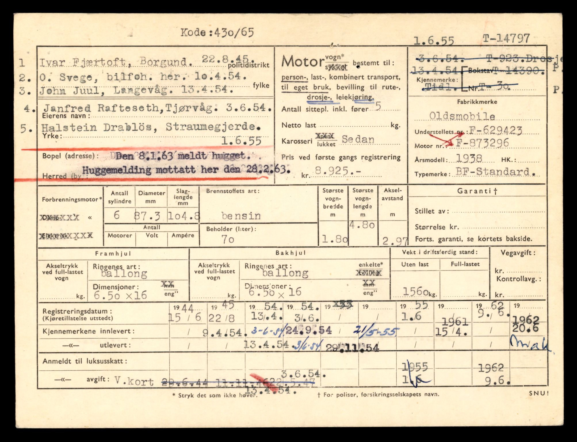 Møre og Romsdal vegkontor - Ålesund trafikkstasjon, AV/SAT-A-4099/F/Fe/L0048: Registreringskort for kjøretøy T 14721 - T 14863, 1927-1998, s. 1563