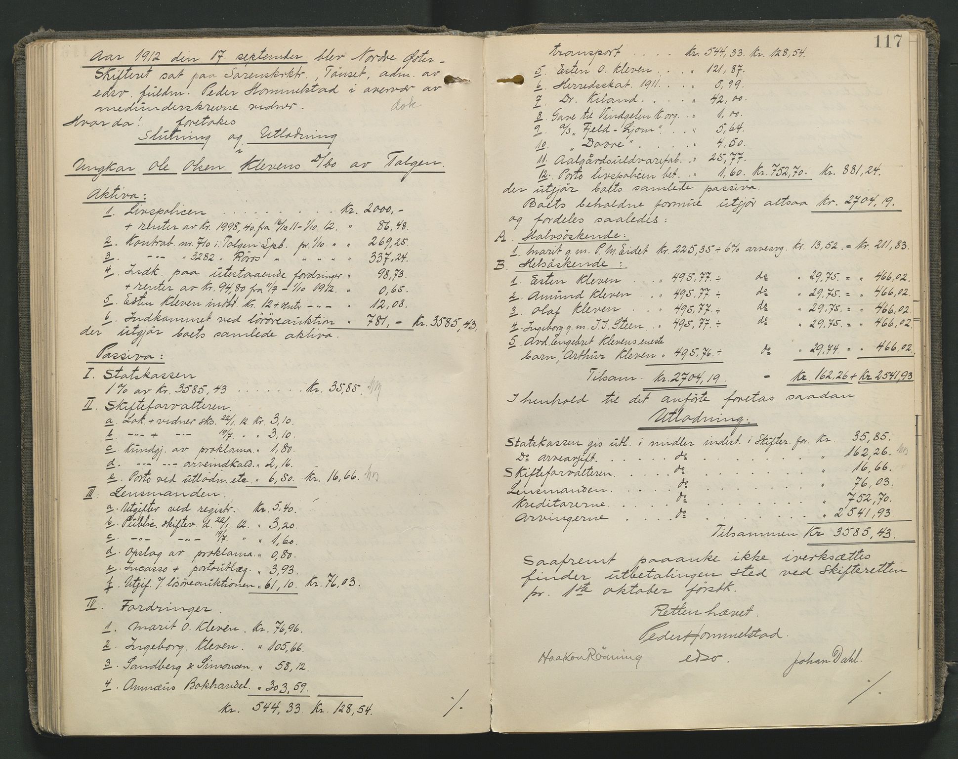 Nord-Østerdal tingrett, SAH/TING-020/J/Jd/L0006: Skifteutlodningsprotokoll, 1907-1920, s. 117