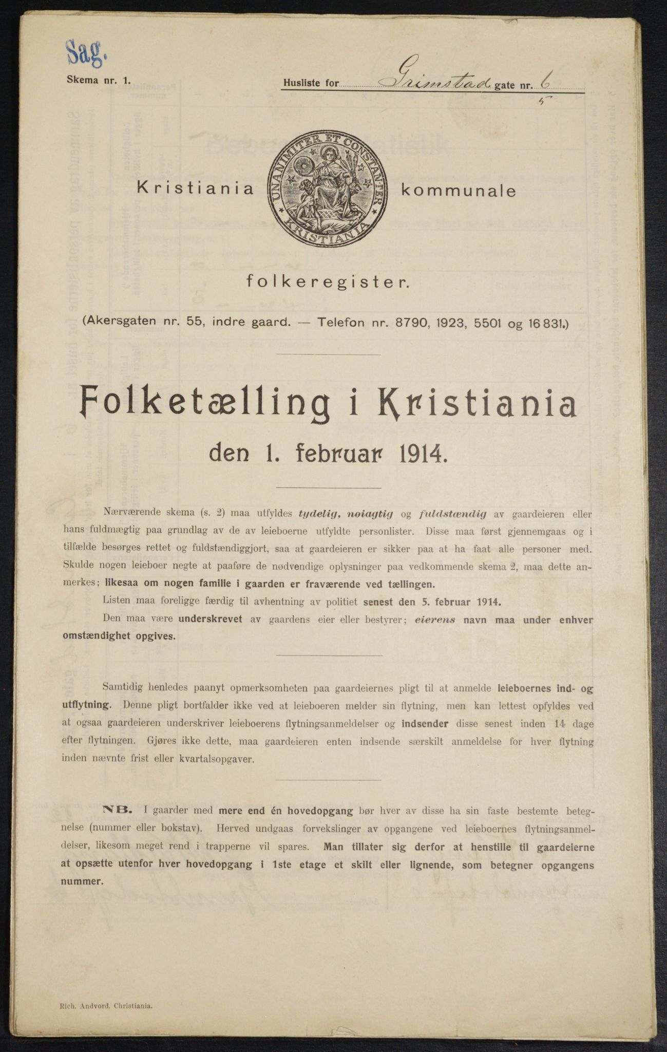 OBA, Kommunal folketelling 1.2.1914 for Kristiania, 1914, s. 30070