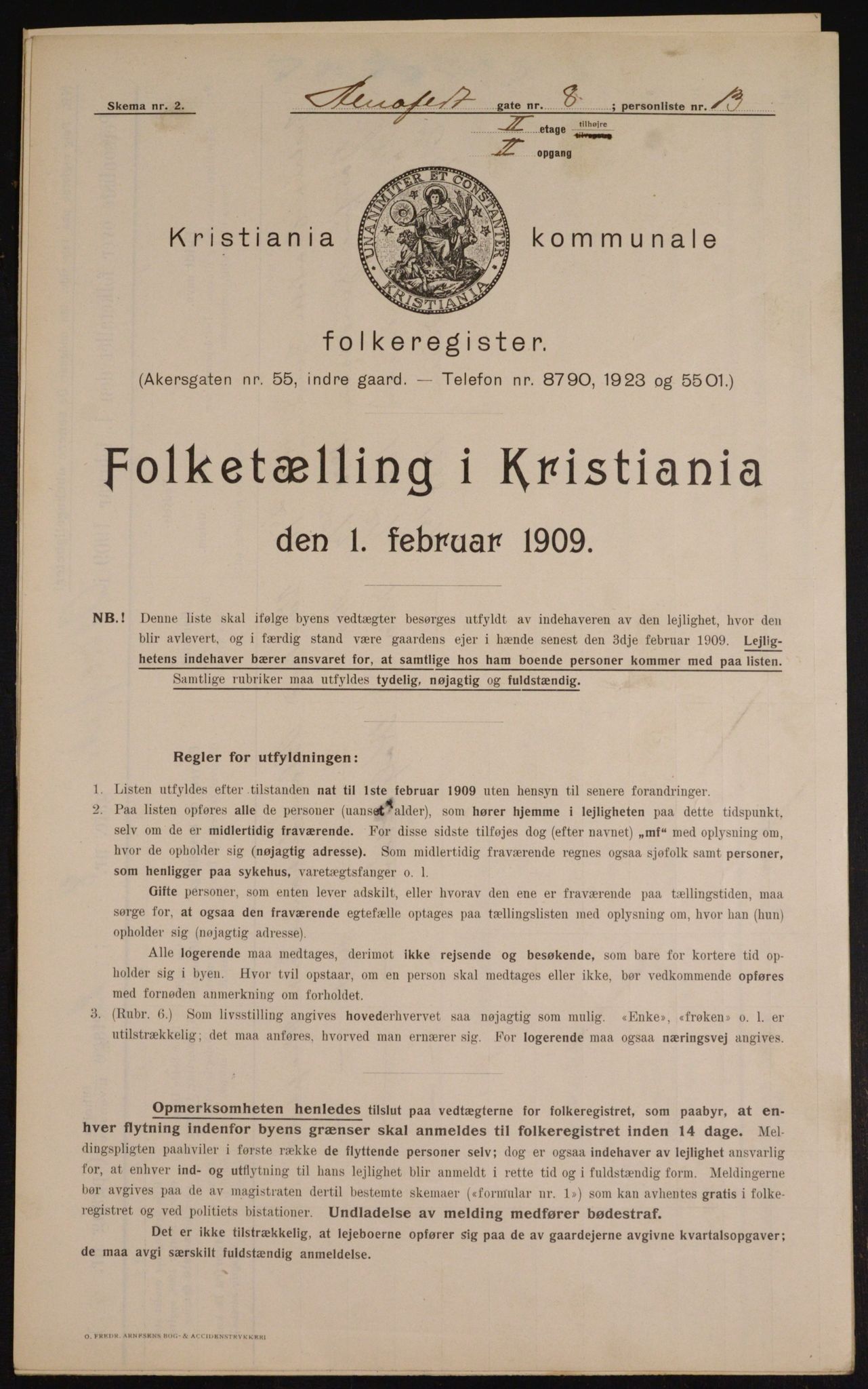 OBA, Kommunal folketelling 1.2.1909 for Kristiania kjøpstad, 1909, s. 1142