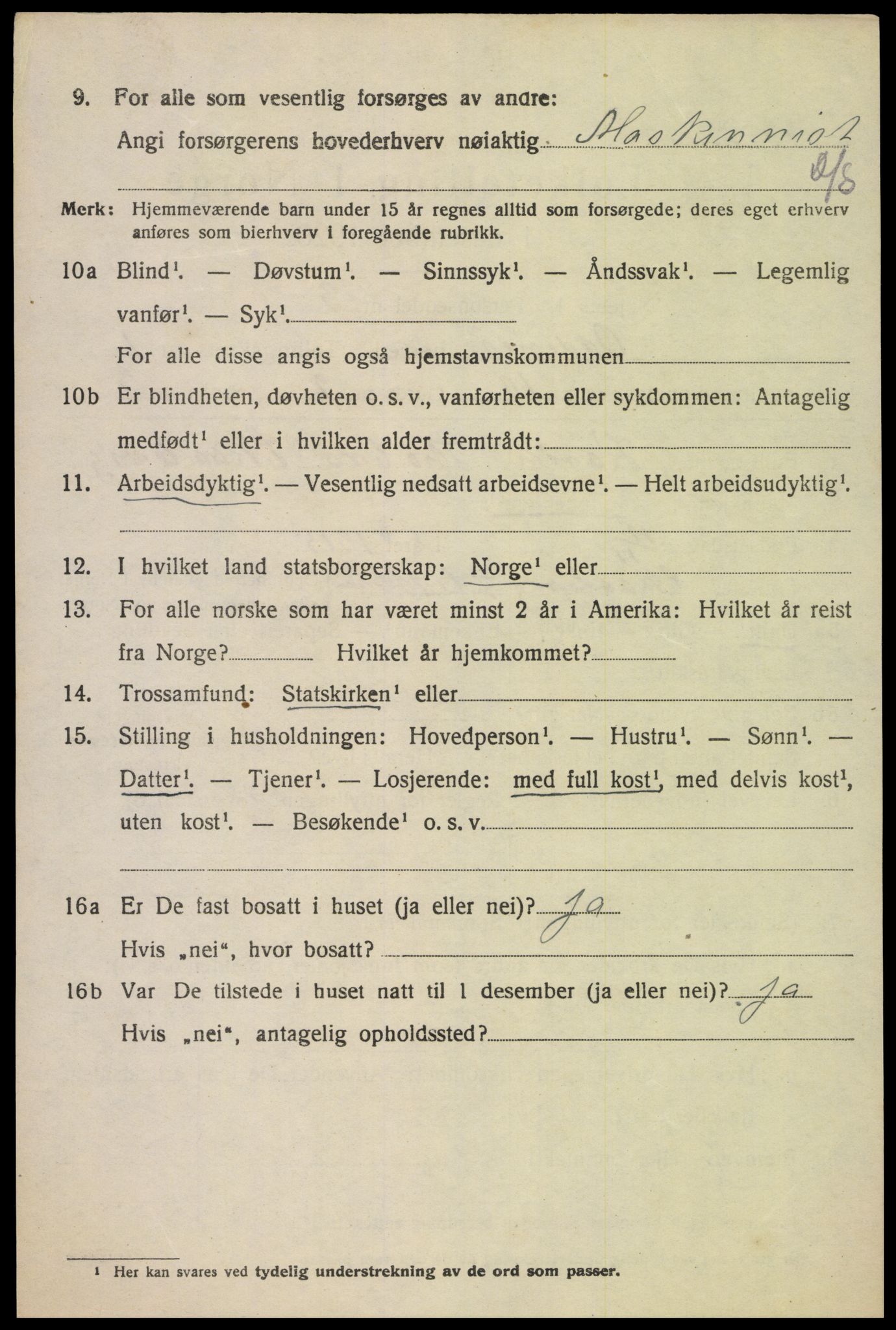 SAK, Folketelling 1920 for 1012 Oddernes herred, 1920, s. 2136