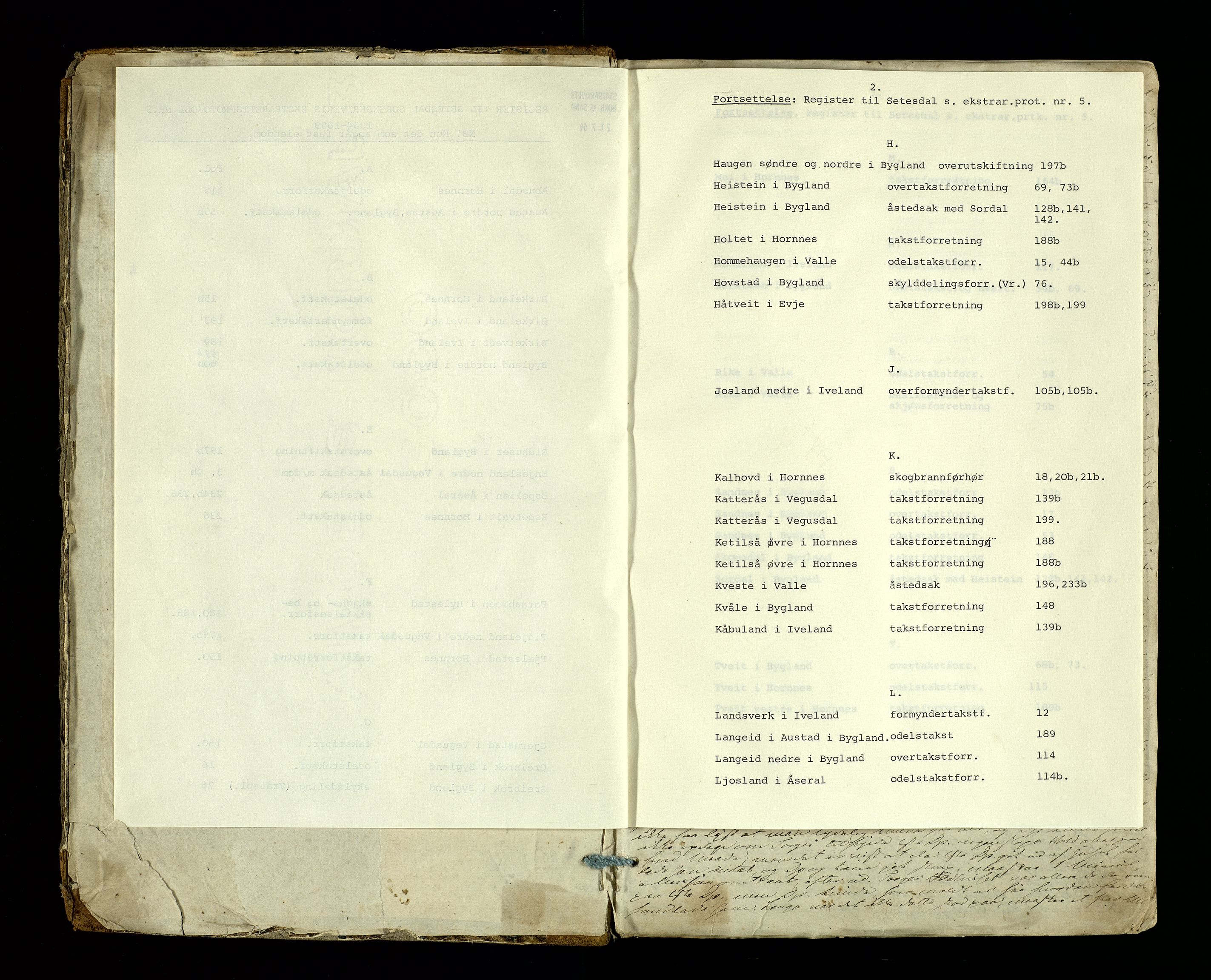 Setesdal sorenskriveri, SAK/1221-0011/F/Fb/L0005: Ekstrarettsprotokoll nr. 5, 1854-1859