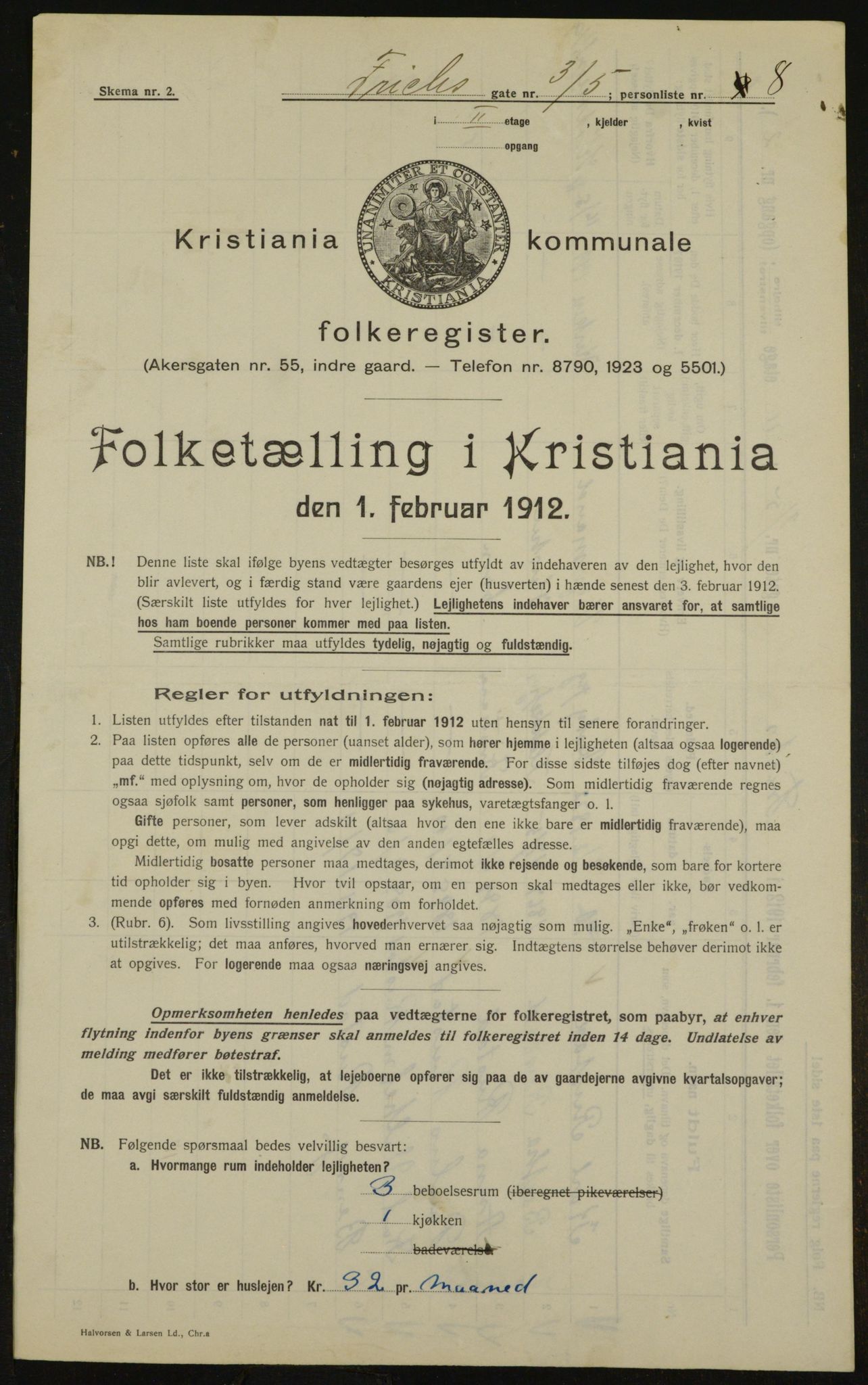 OBA, Kommunal folketelling 1.2.1912 for Kristiania, 1912, s. 26692