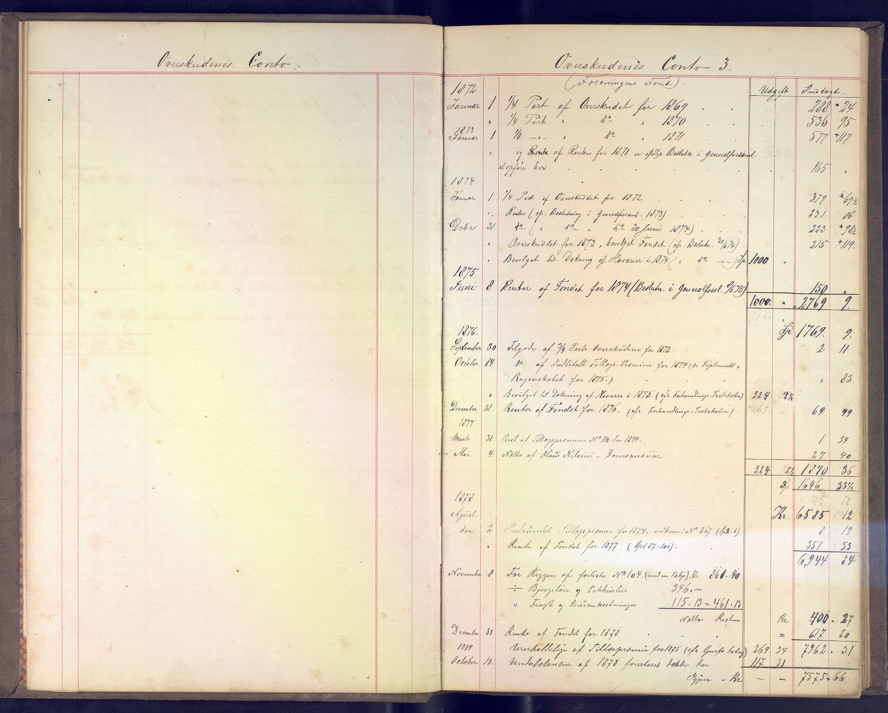 Jondal Skipsassuranseforening, AV/SAB-SAB/PA-0276/E/L0026: Bok over båtar, polisebok, 1872-1875