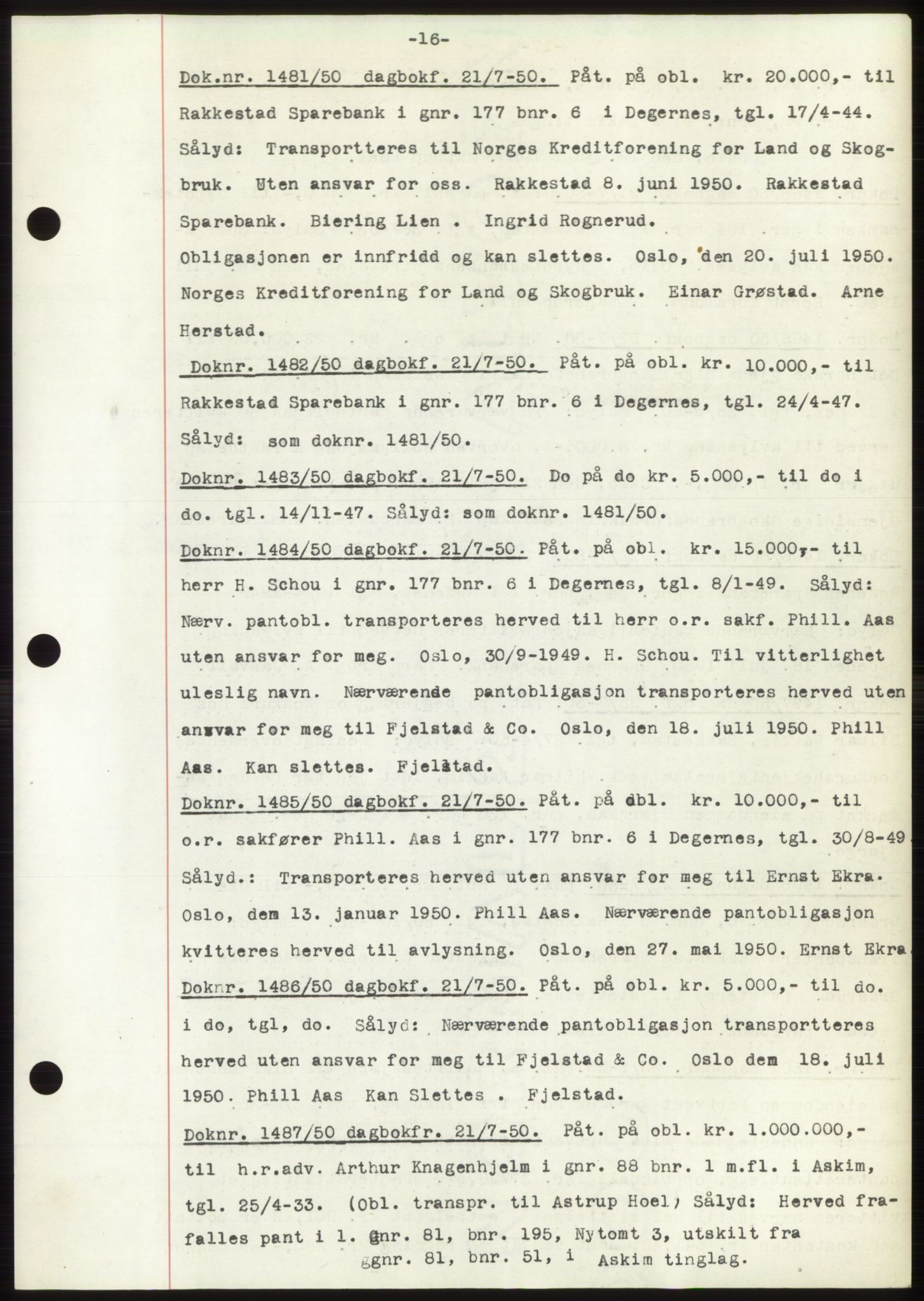 Rakkestad sorenskriveri, SAO/A-10686/G/Gb/Gba/Gbac/L0012: Pantebok nr. B1-4 og B16-20, 1949-1950, Dagboknr: 1481/1950