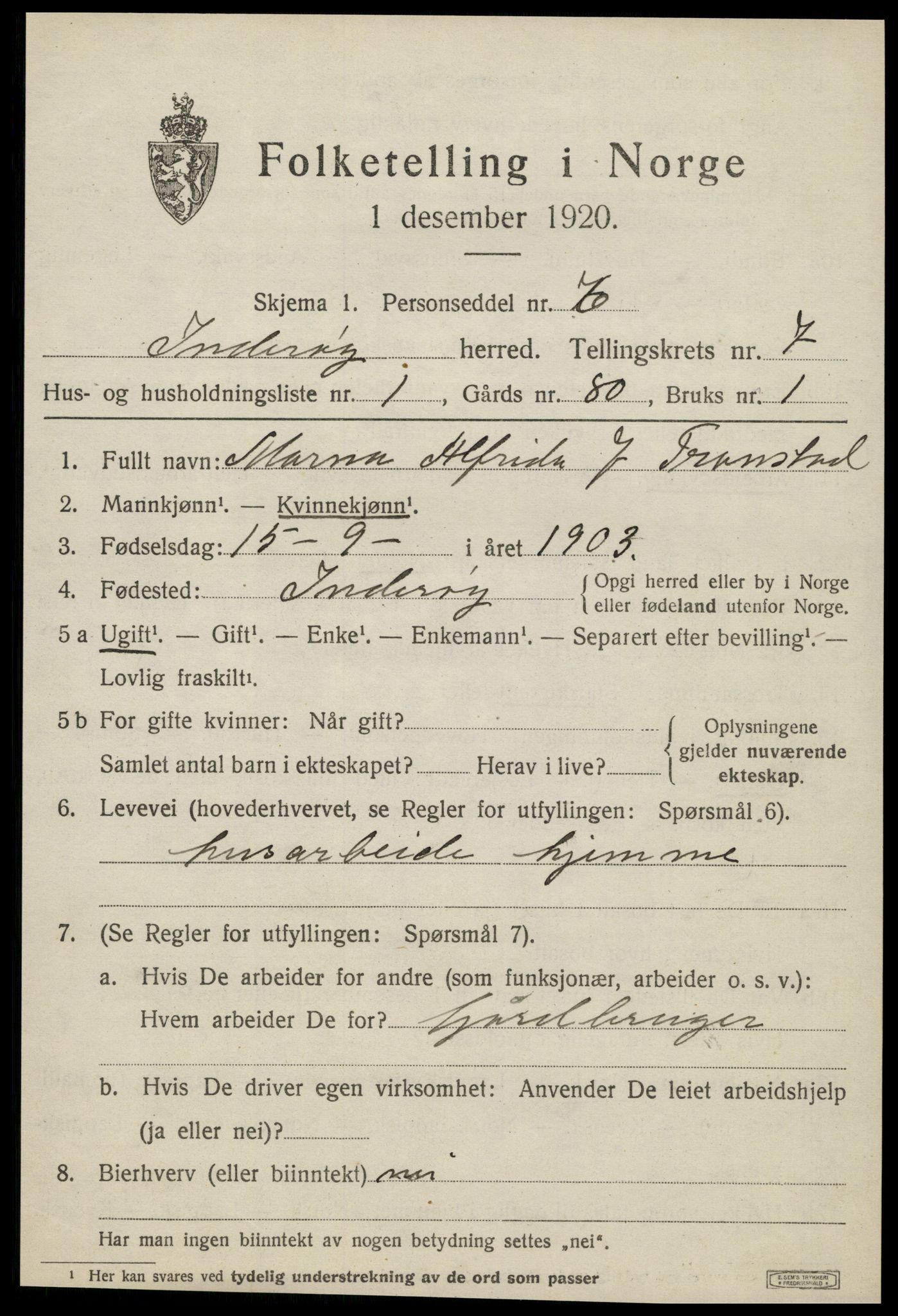 SAT, Folketelling 1920 for 1729 Inderøy herred, 1920, s. 5097