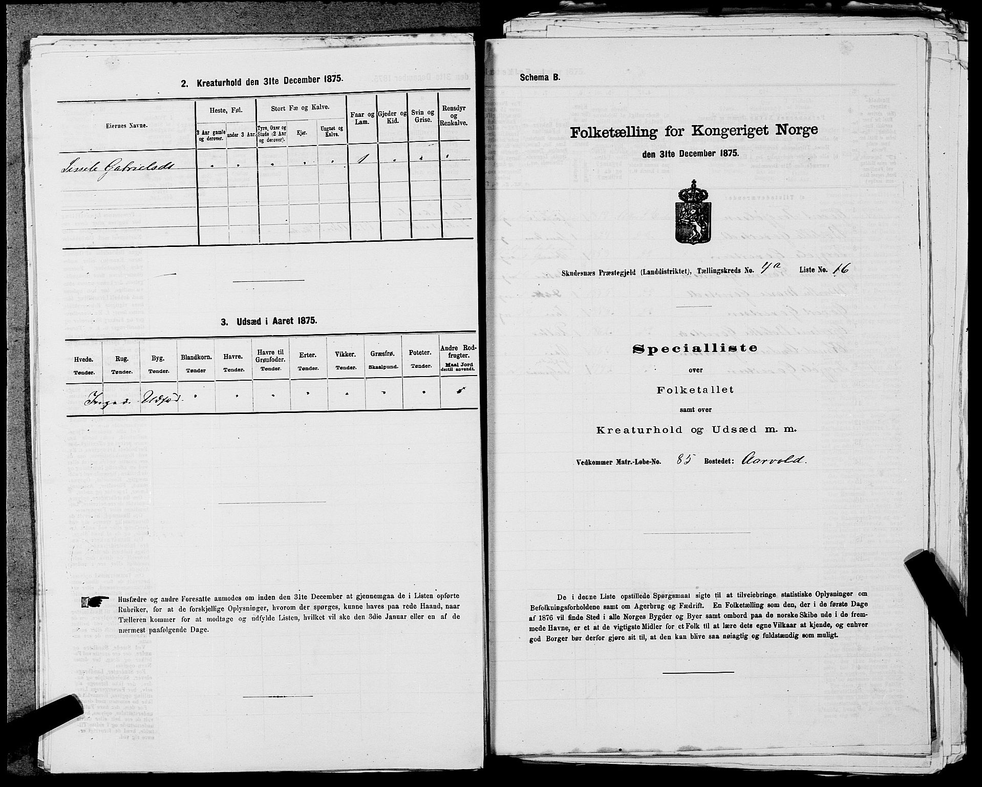 SAST, Folketelling 1875 for 1150L Skudenes prestegjeld, Falnes sokn, Åkra sokn og Ferkingstad sokn, 1875, s. 388