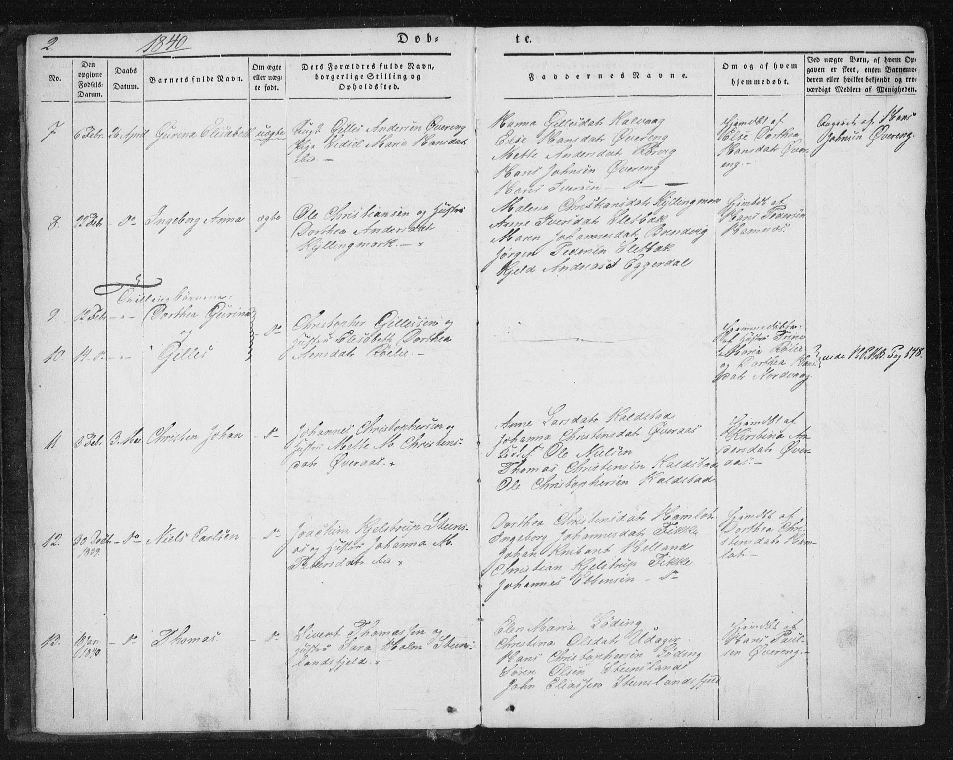 Ministerialprotokoller, klokkerbøker og fødselsregistre - Nordland, AV/SAT-A-1459/859/L0843: Ministerialbok nr. 859A03, 1840-1848, s. 2