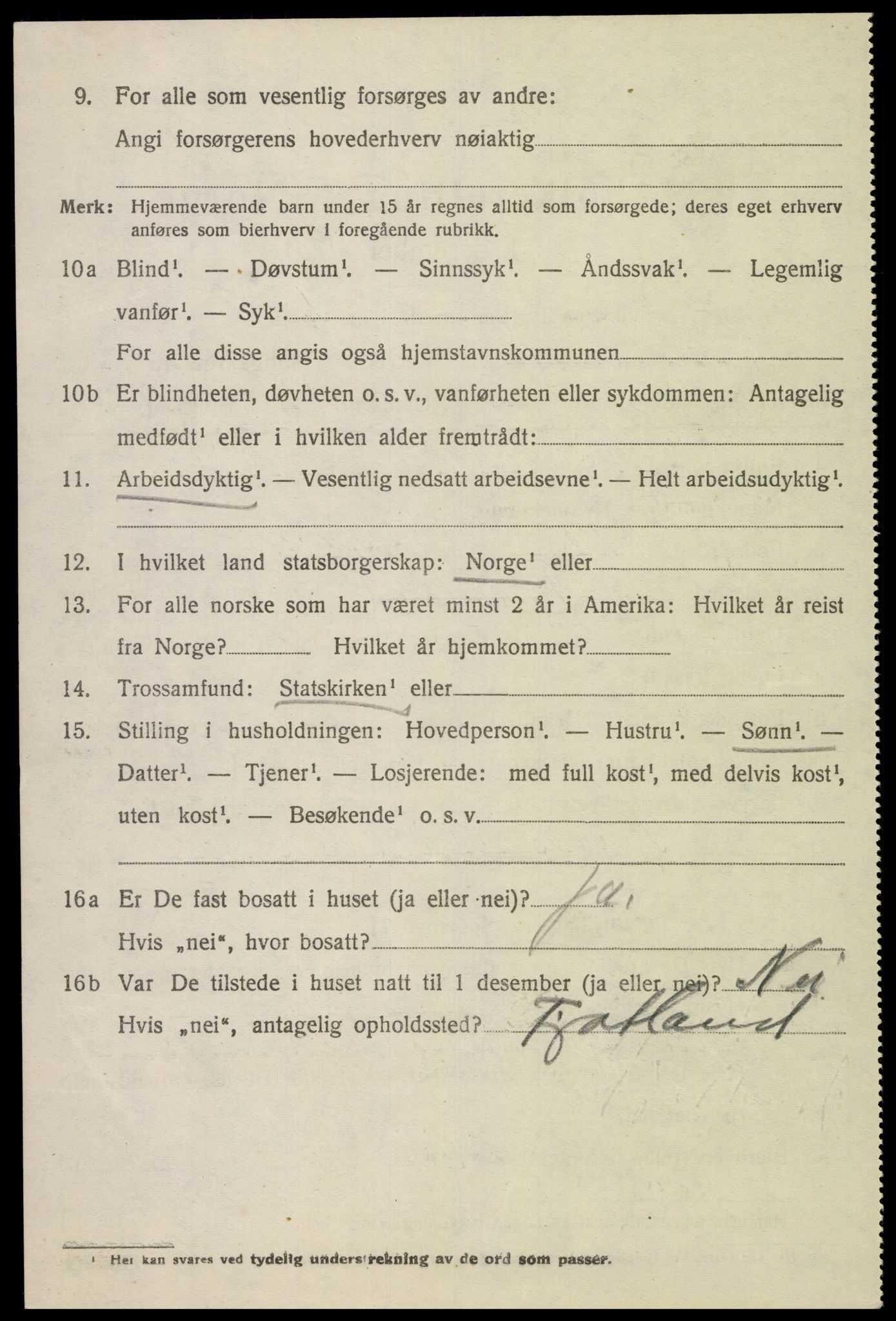 SAK, Folketelling 1920 for 1036 Fjotland herred, 1920, s. 945