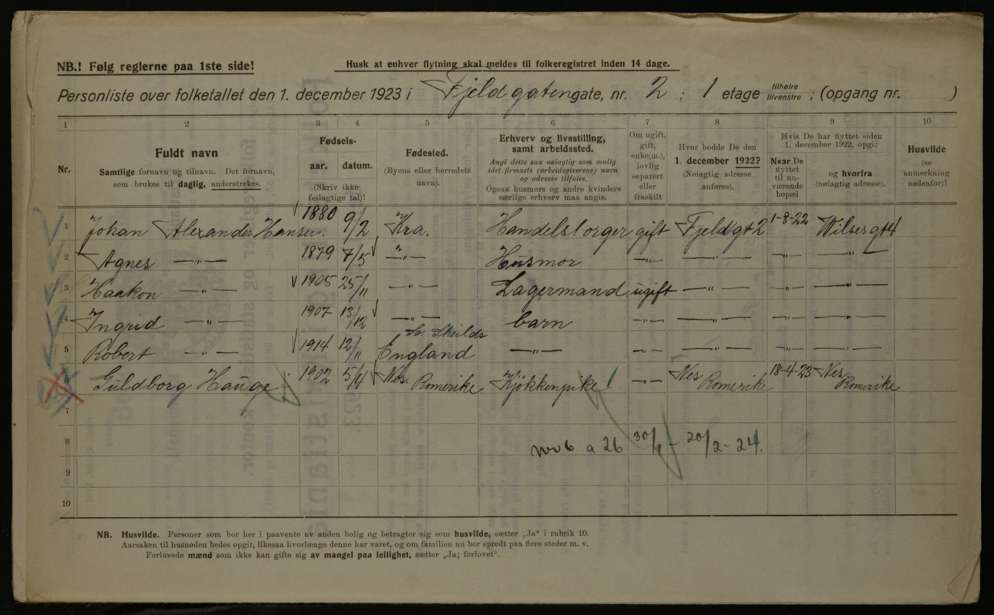 OBA, Kommunal folketelling 1.12.1923 for Kristiania, 1923, s. 27388